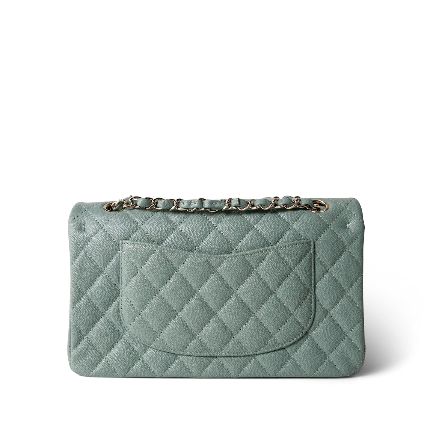 22C Dark Green Caviar Quilted Classic Flap Medium Light Gold Hardware