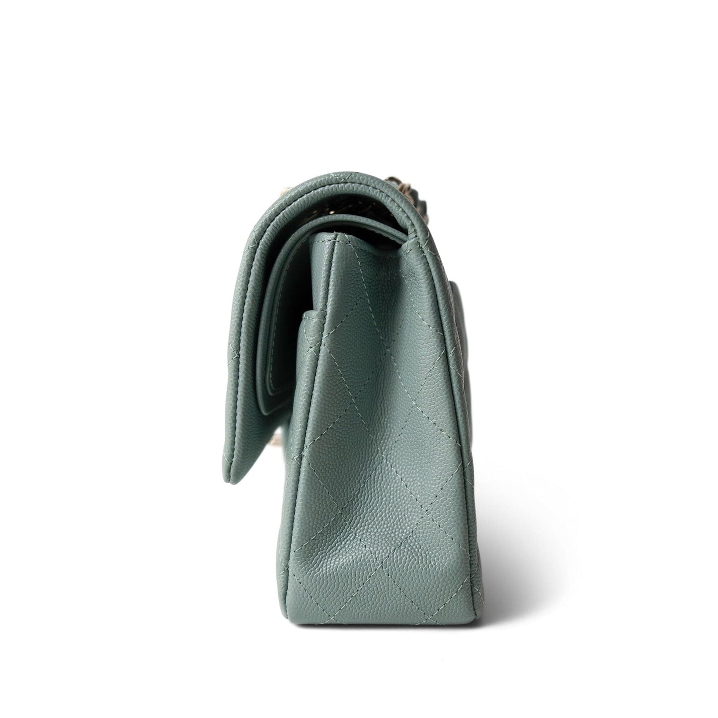 22C Dark Green Caviar Quilted Classic Flap Medium Light Gold Hardware