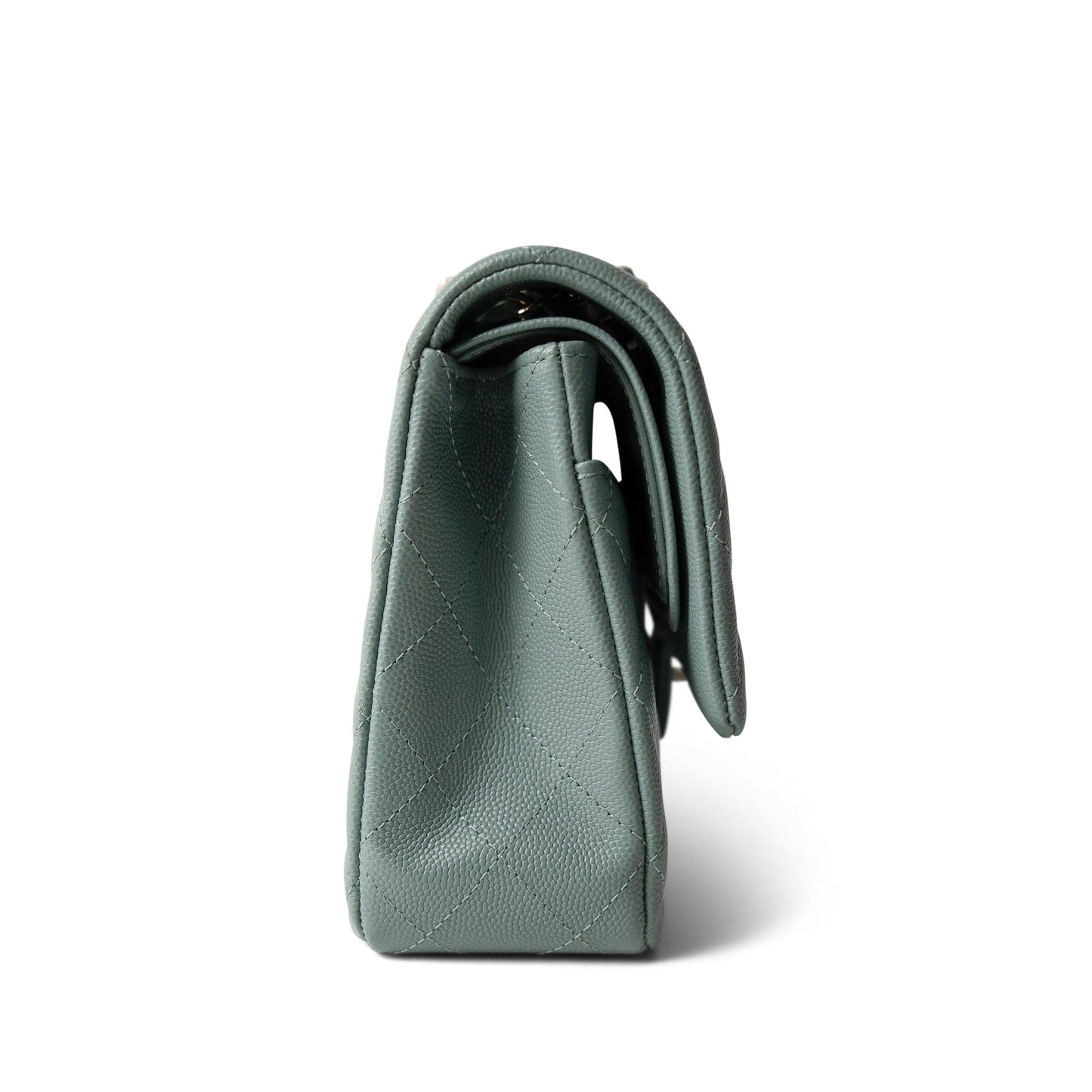 22C Dark Green Caviar Quilted Classic Flap Medium Light Gold Hardware