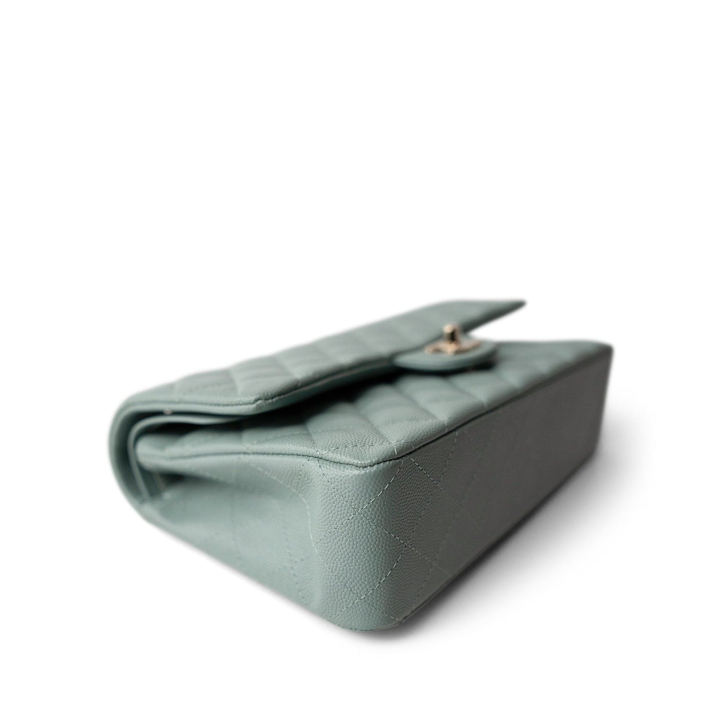 22C Dark Green Caviar Quilted Classic Flap Medium Light Gold Hardware