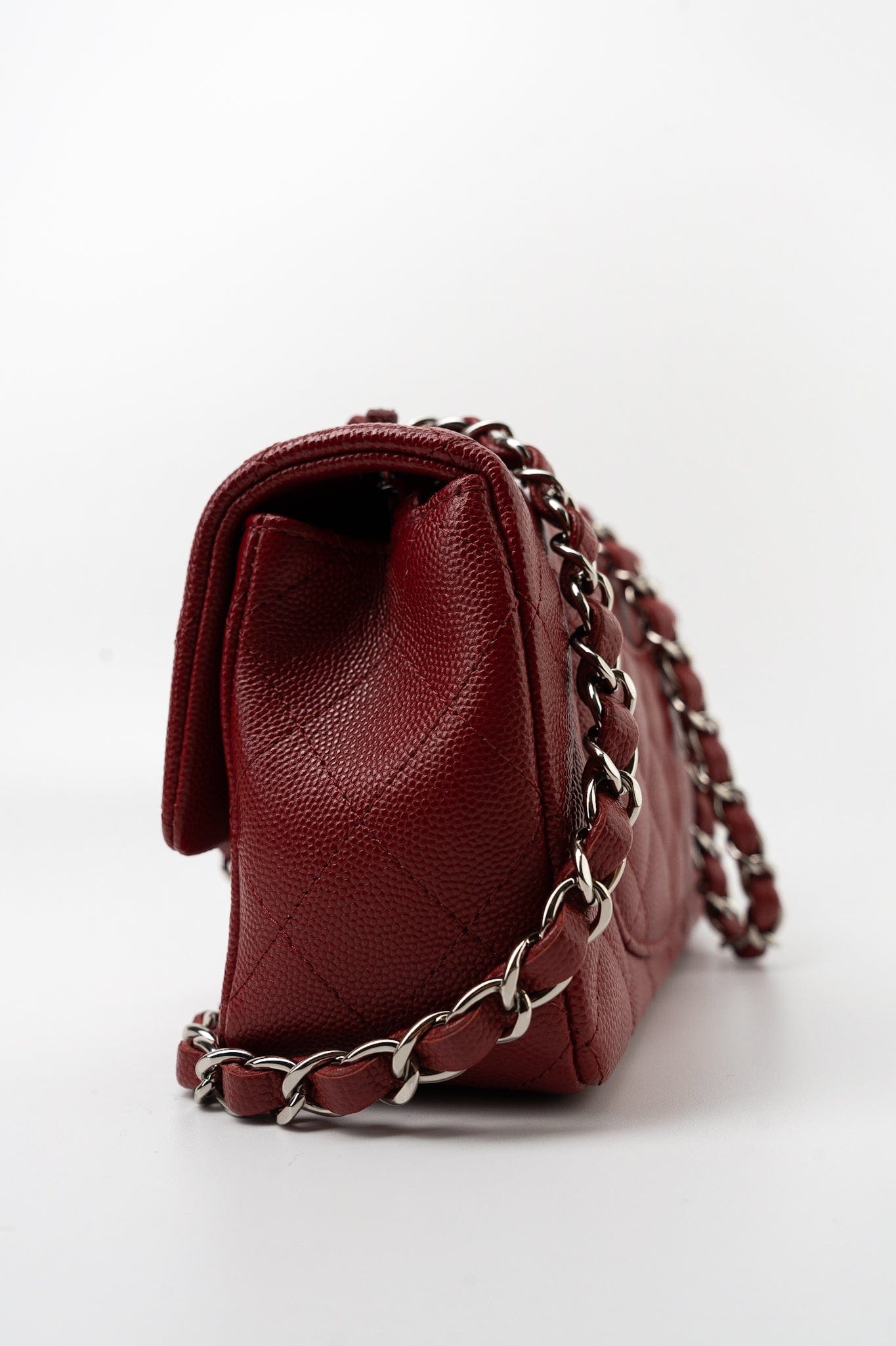 17B Mini Rectangular Red Caviar Quilted Flap Silver Hardware’s