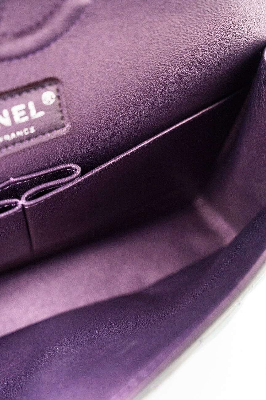 17S Purple Iridescent Lambskin Quilted Classic Flap Medium