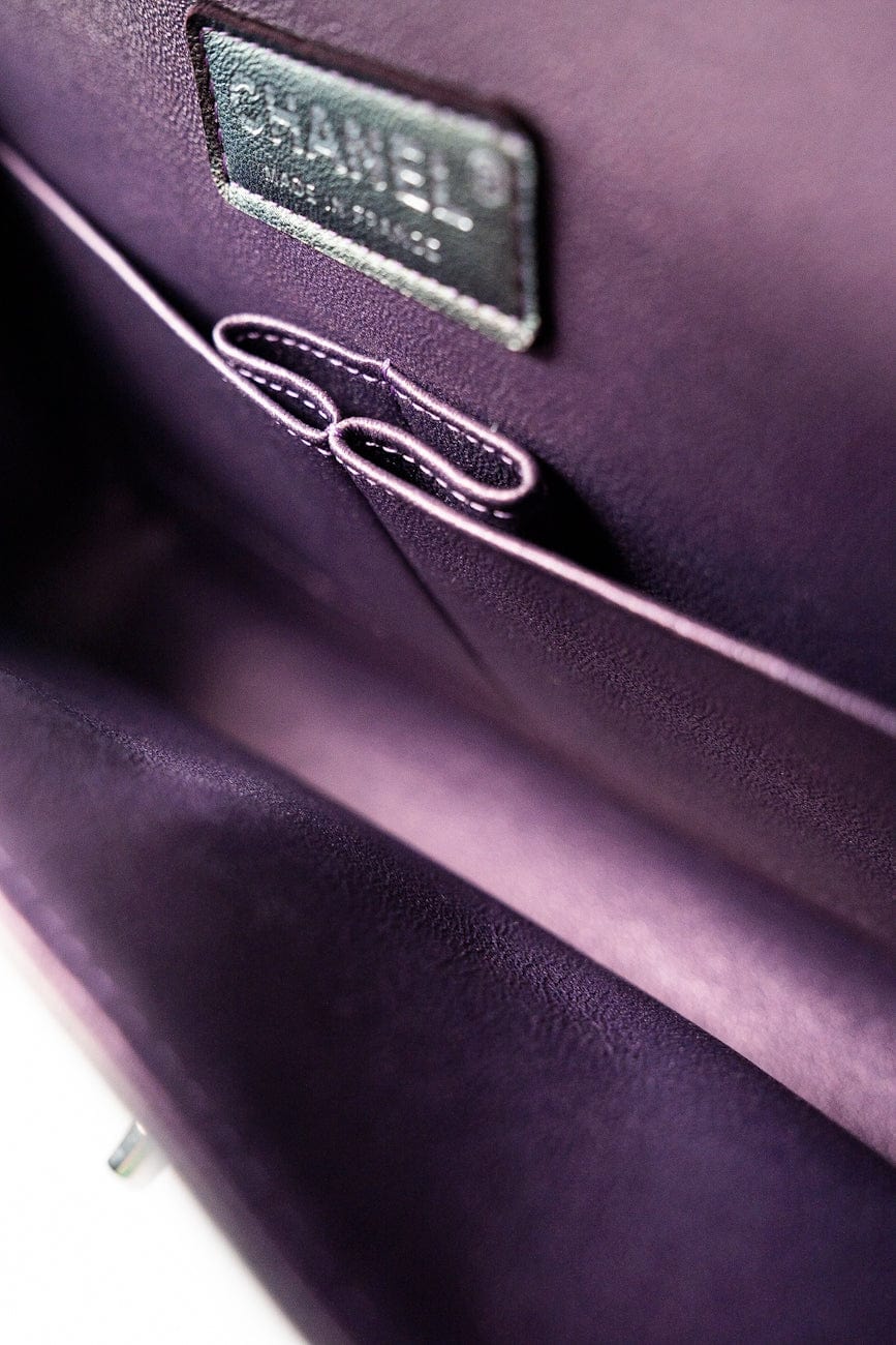 17S Purple Iridescent Lambskin Quilted Classic Flap Medium