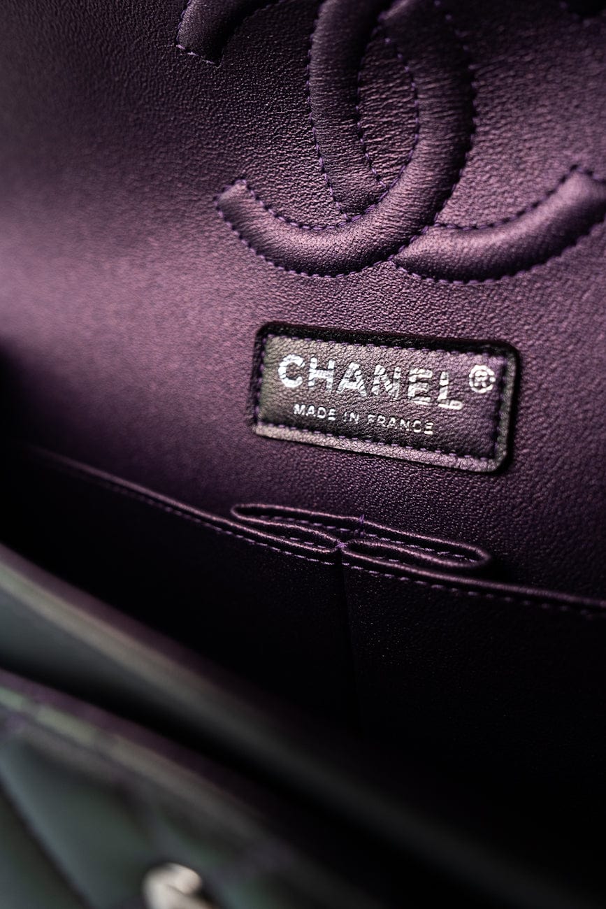 17S Purple Iridescent Lambskin Quilted Classic Flap Medium