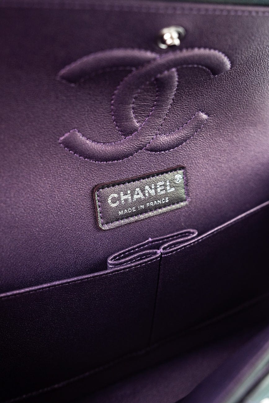 17S Purple Iridescent Lambskin Quilted Classic Flap Medium