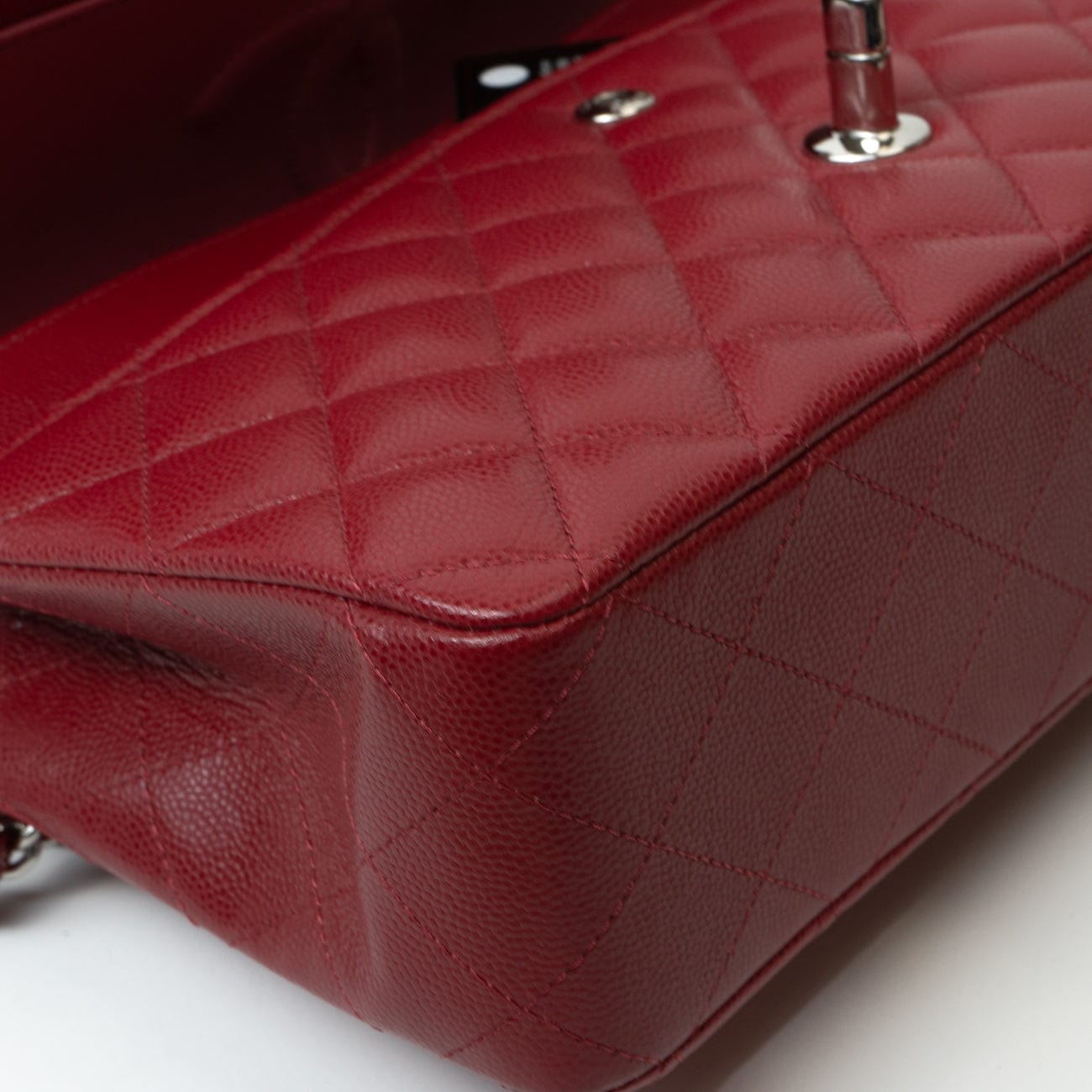 18B Raspberry Red Caviar Quilted Classic Flap Medium Silver Hardware