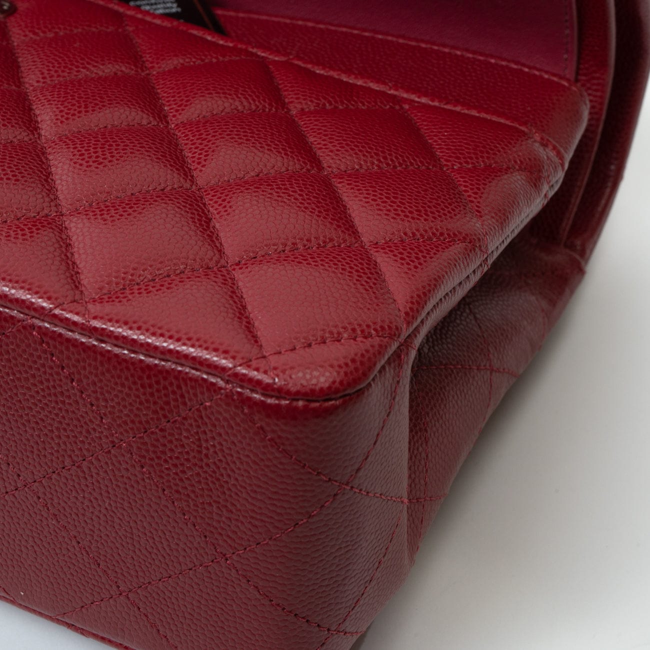 18B Raspberry Red Caviar Quilted Classic Flap Medium Silver Hardware
