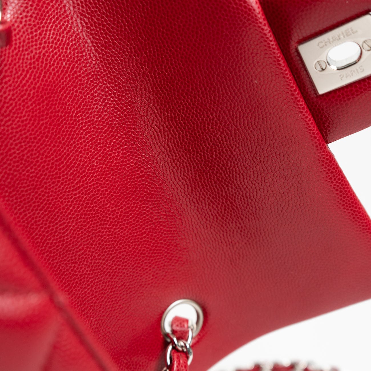 18B Raspberry Red Caviar Quilted Mini Rectangular Single Flap with Silver Hardware