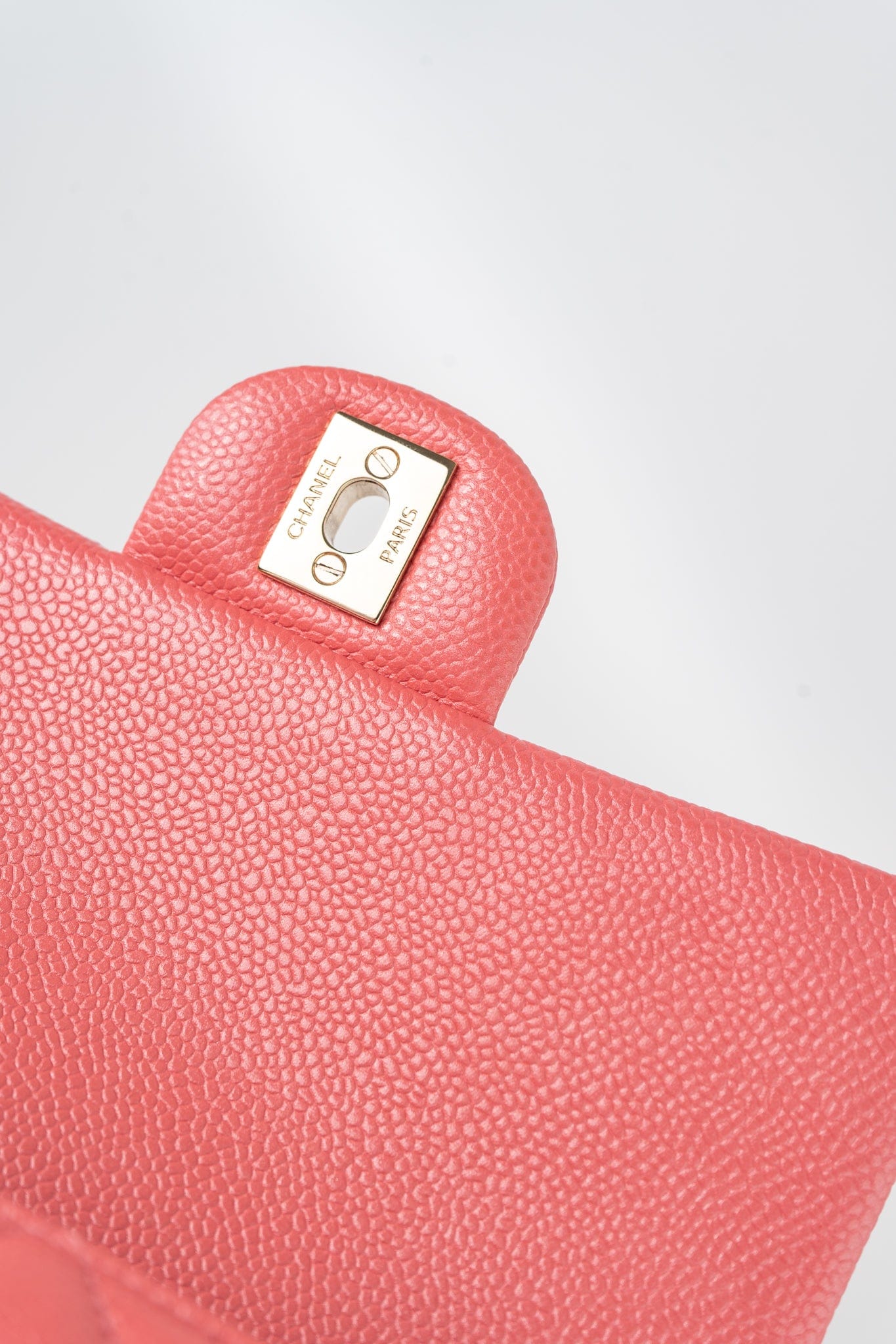 18S Pink Caviar Quilted Mini Rectangular Flap Light Gold Hardware