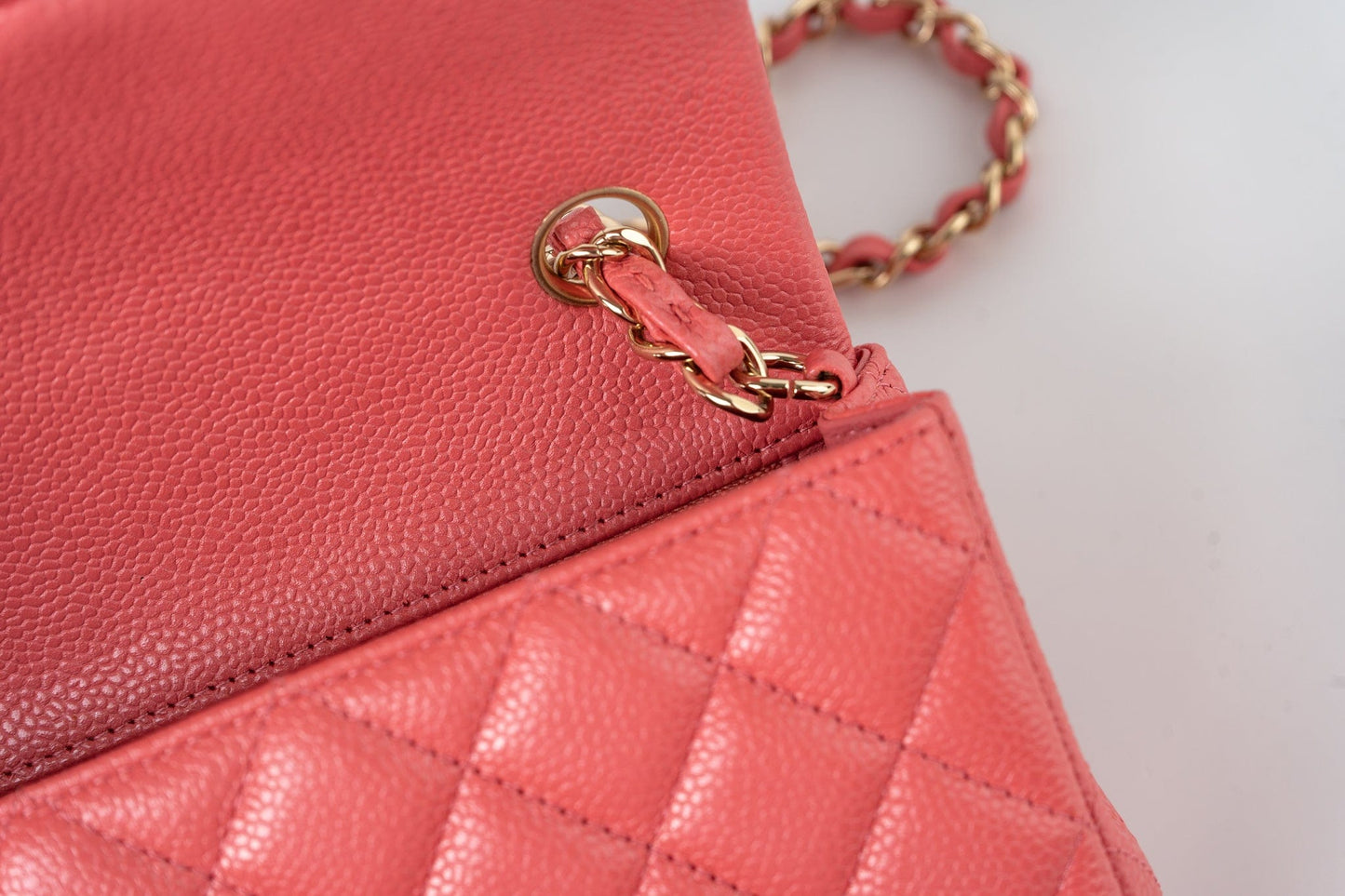 18S Pink Caviar Quilted Mini Rectangular Flap Light Gold Hardware
