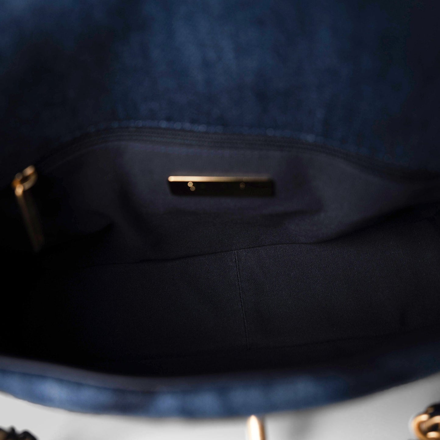 Denim Quilted 19 Flap Small Antique Gold Hardware