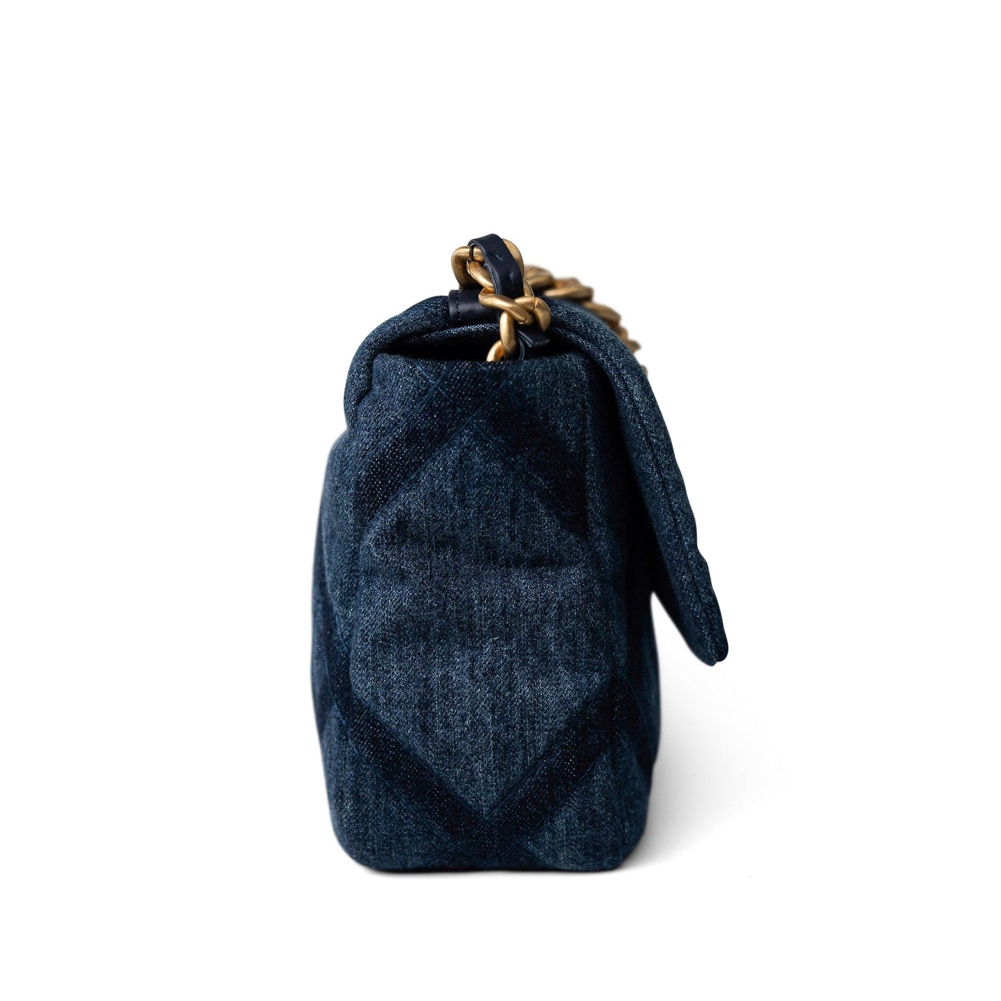 Denim Quilted 19 Flap Small Antique Gold Hardware