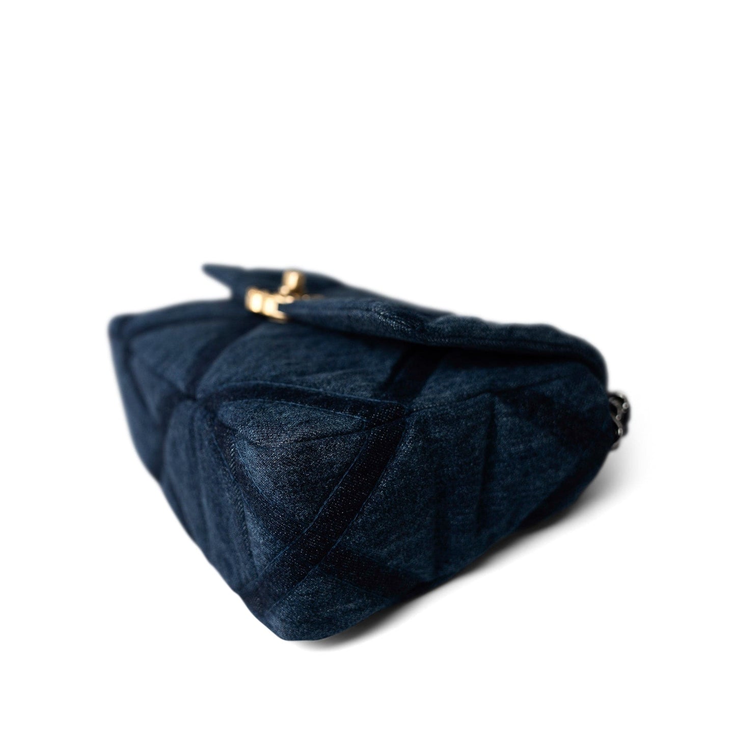 Denim Quilted 19 Flap Small Antique Gold Hardware