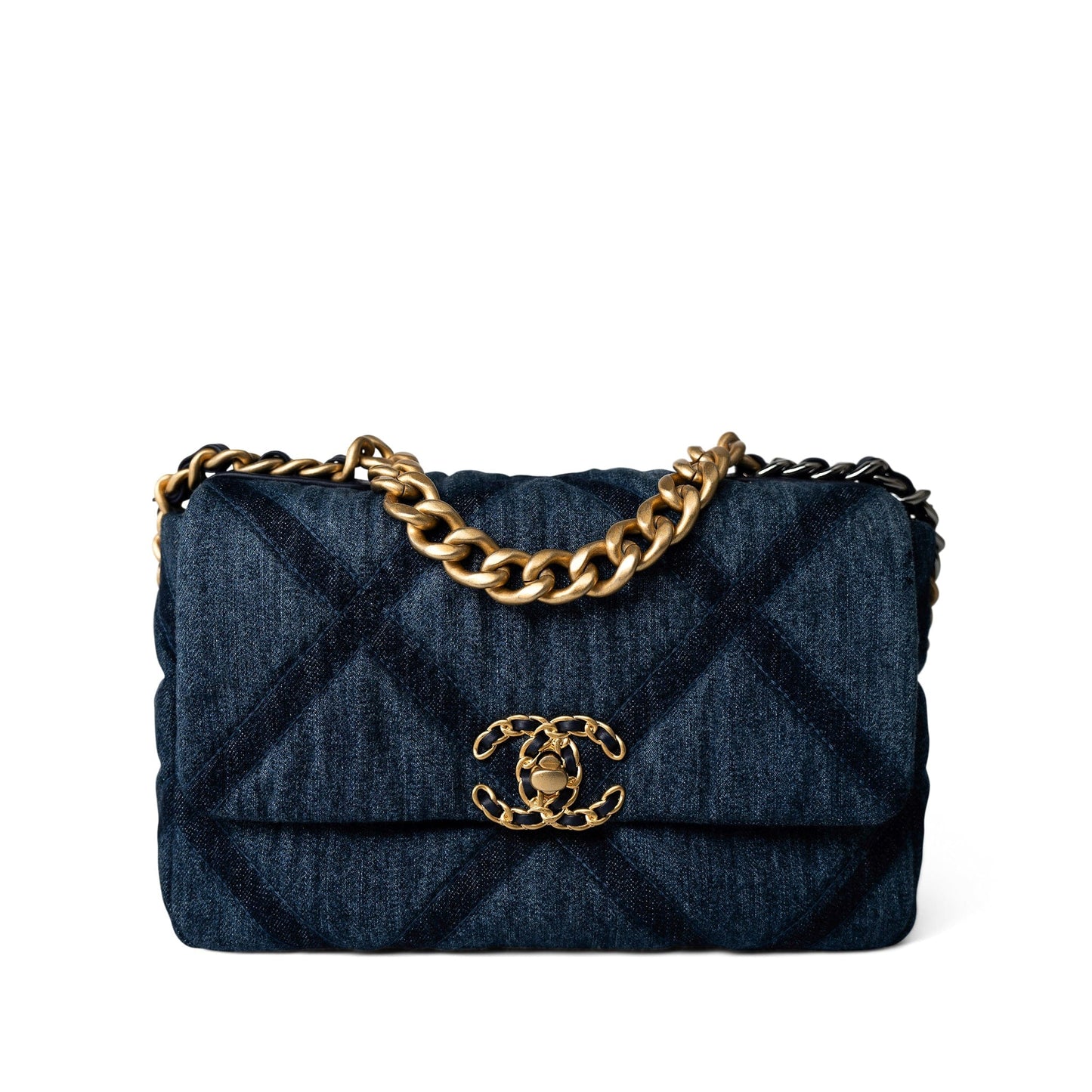 Denim Quilted 19 Flap Small Antique Gold Hardware