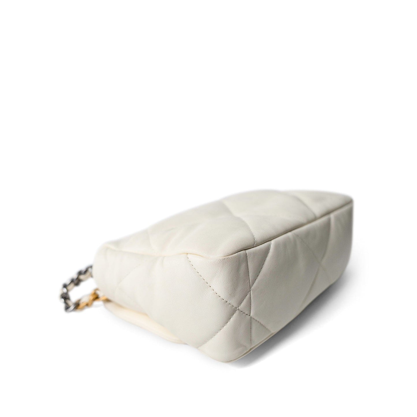 White Lambskin Quilted 19 Flap Small Mixed Hardware