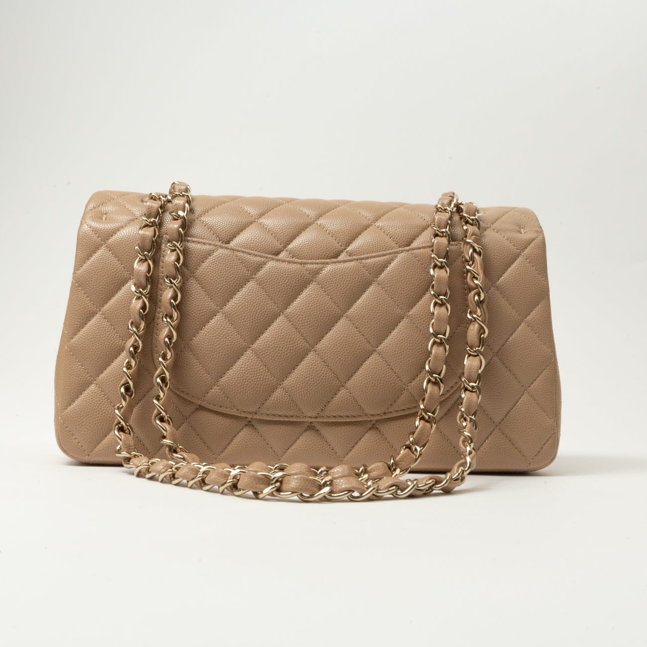 19B Dark Beige Caviar Quilted Classic Flap Medium LGHW