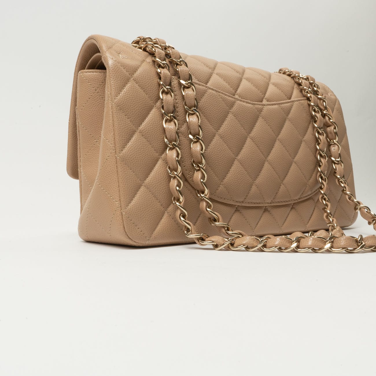 19B Dark Beige Caviar Quilted Classic Flap Medium LGHW