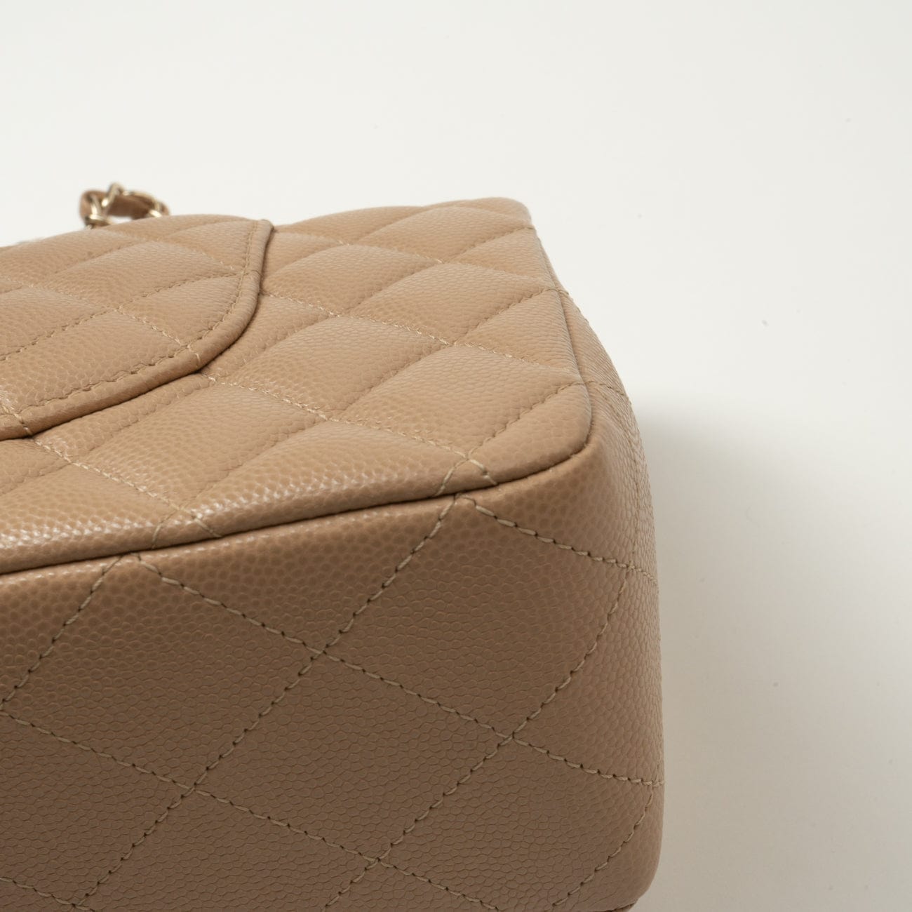 19B Dark Beige Caviar Quilted Classic Flap Medium LGHW