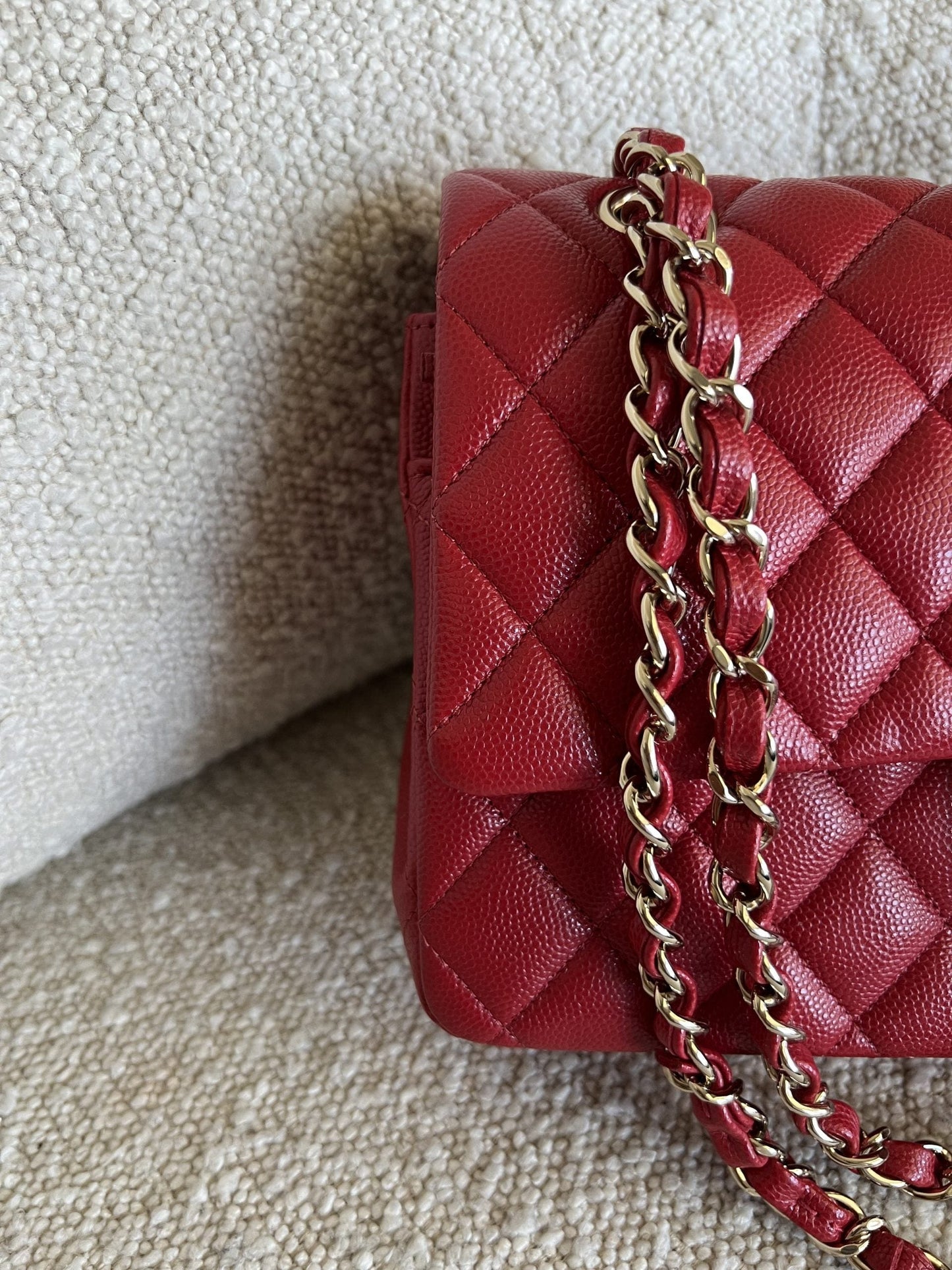 19B Red Caviar Quilted Classic Flap Medium SHW