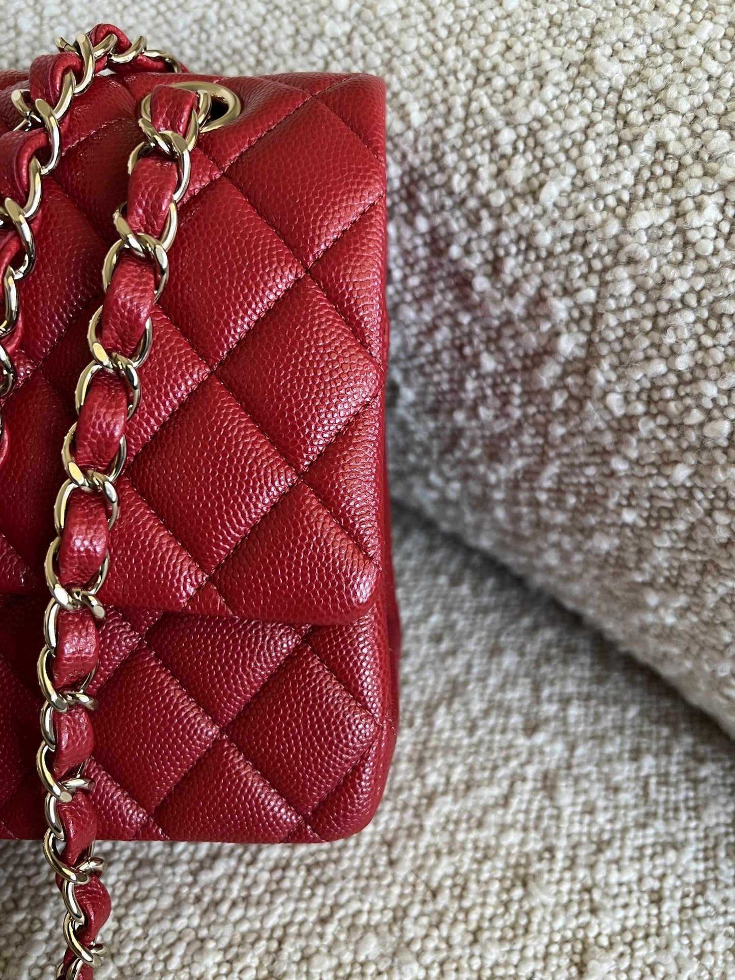 19B Red Caviar Quilted Classic Flap Medium SHW