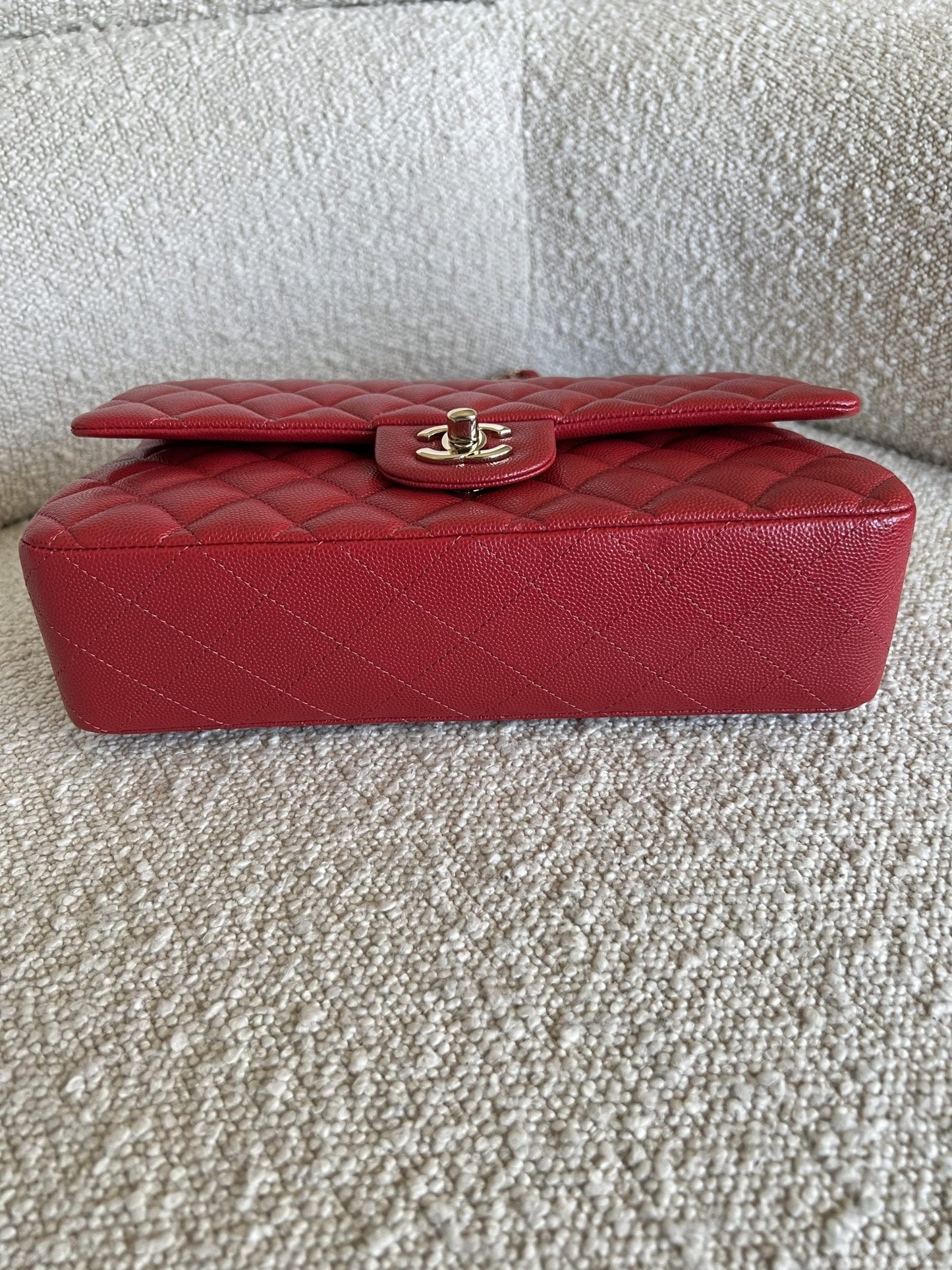 19B Red Caviar Quilted Classic Flap Medium SHW