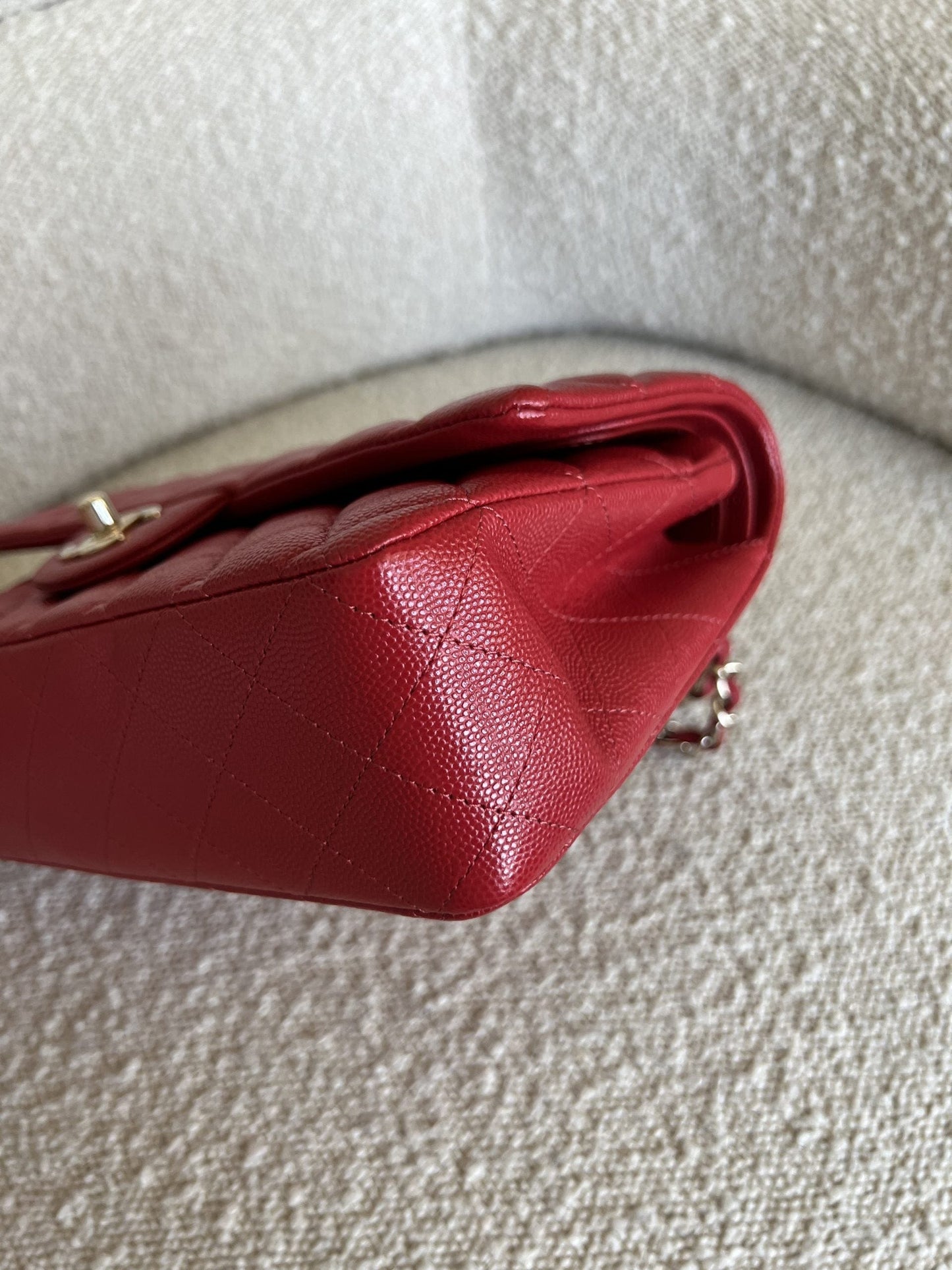 19B Red Caviar Quilted Classic Flap Medium SHW