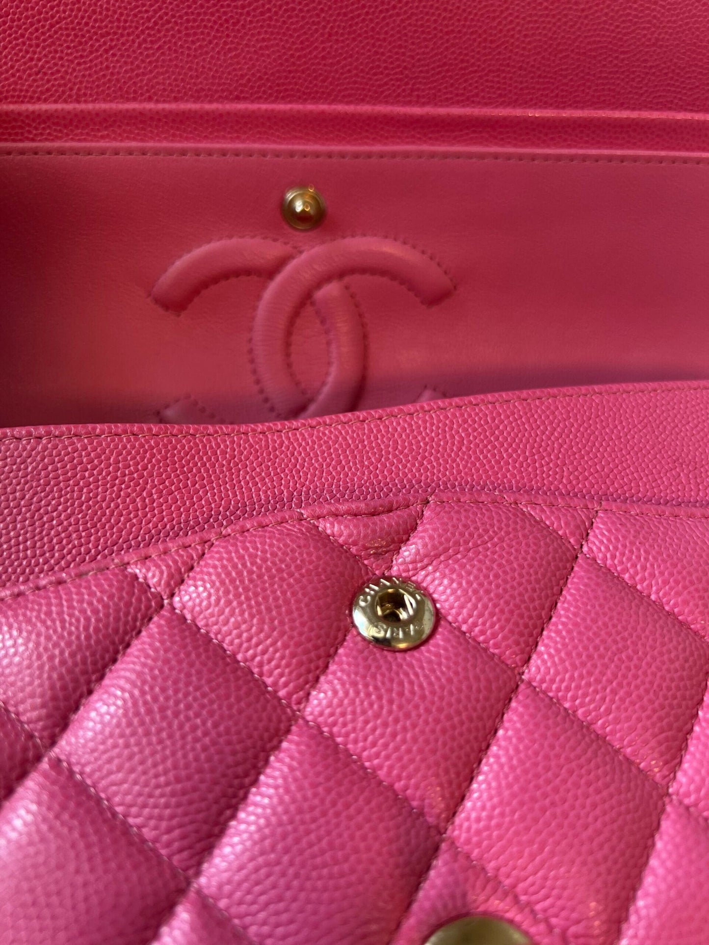 19C Pink Caviar Quilted Classic Flap Medium LGHW