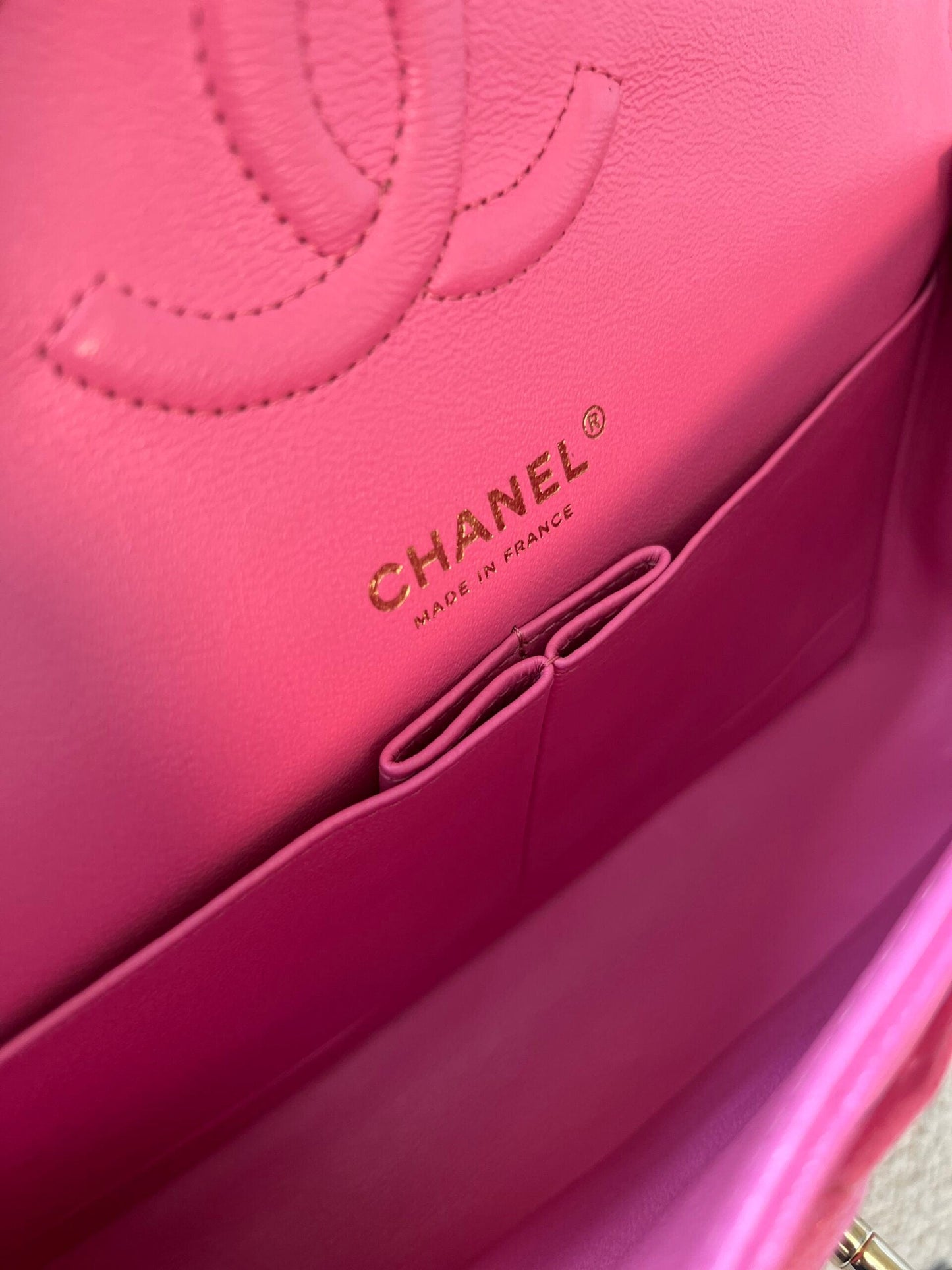 19C Pink Caviar Quilted Classic Flap Medium LGHW