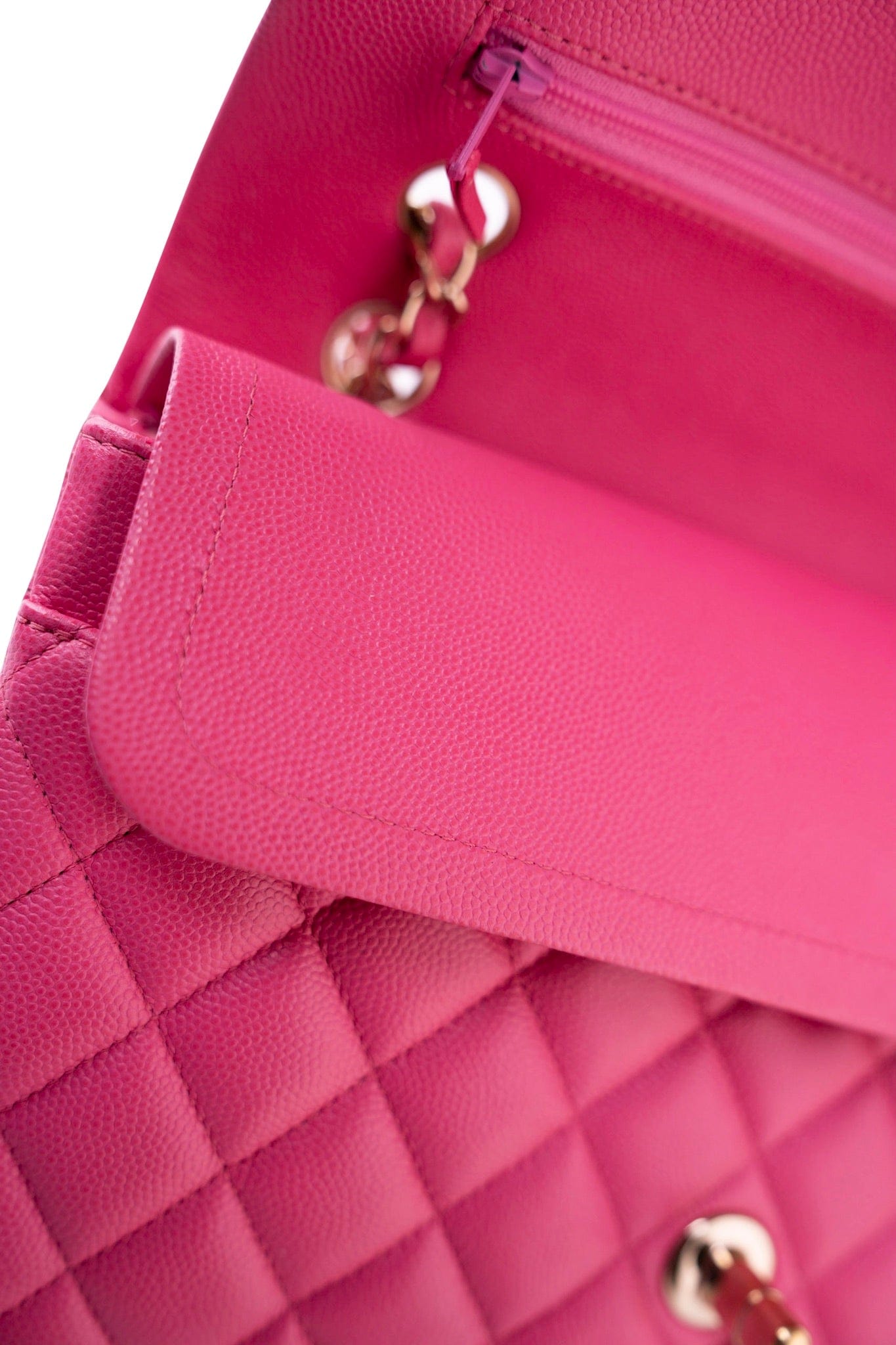 19C Pink Caviar Quilted Classic Flap Medium LGHW