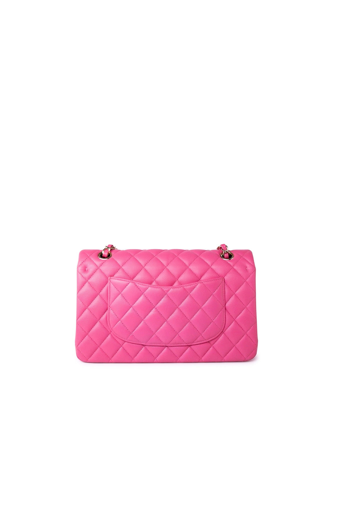 19C Pink Caviar Quilted Classic Flap Medium LGHW