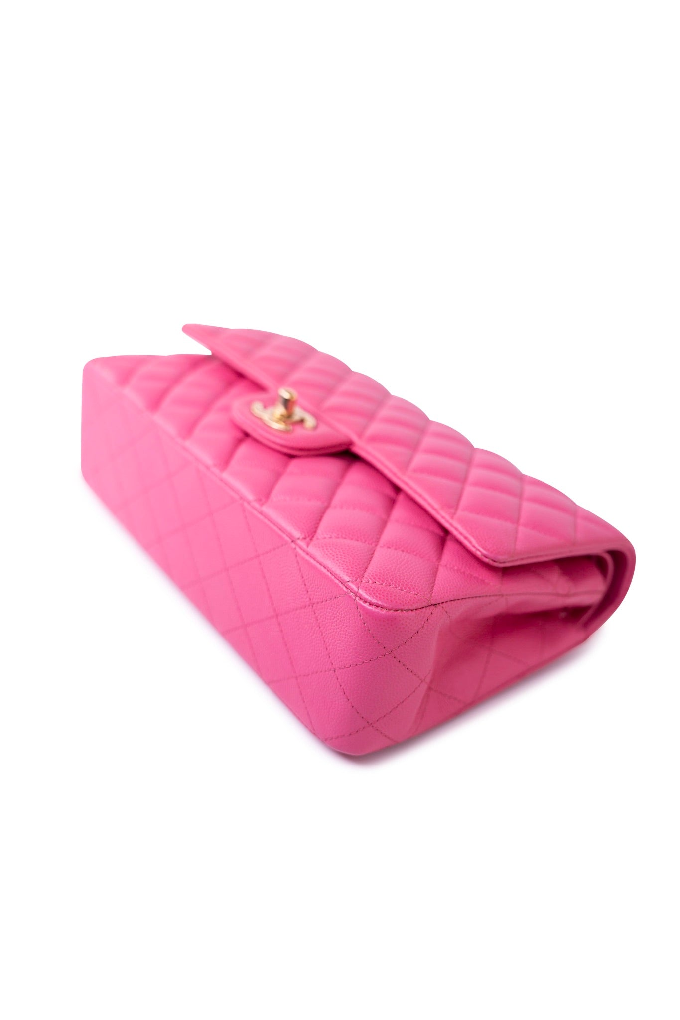 19C Pink Caviar Quilted Classic Flap Medium LGHW