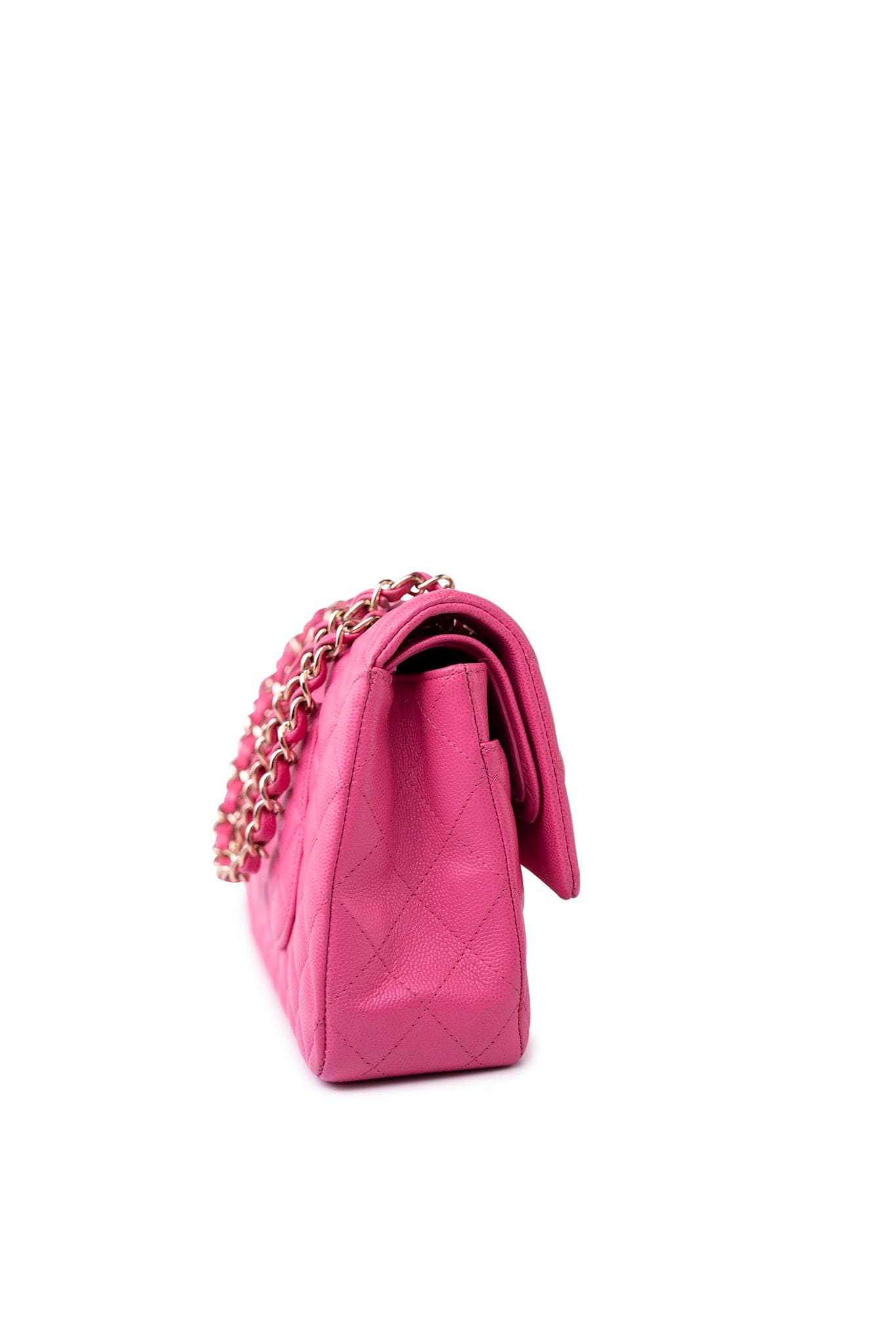 19C Pink Caviar Quilted Classic Flap Medium LGHW