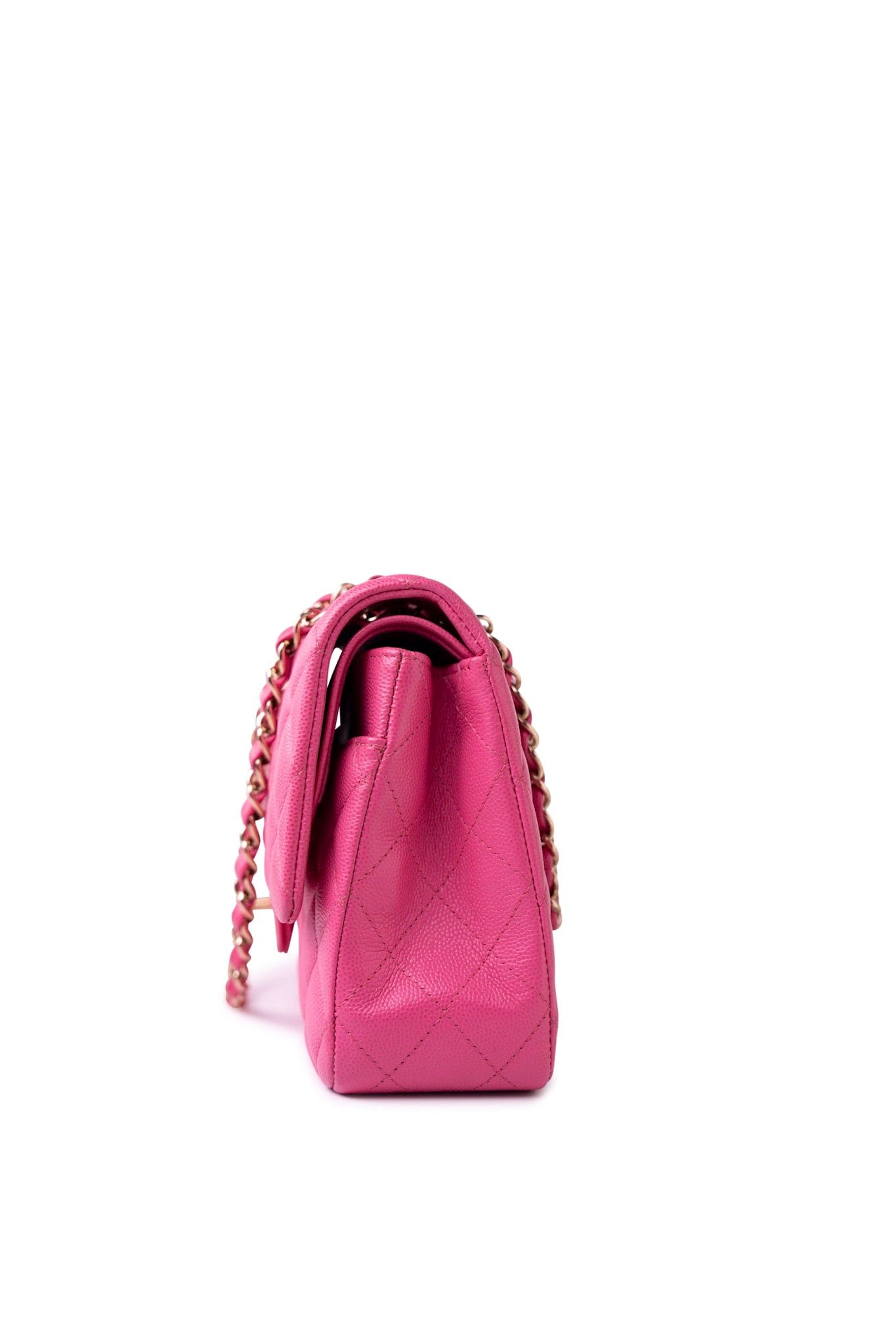 19C Pink Caviar Quilted Classic Flap Medium LGHW