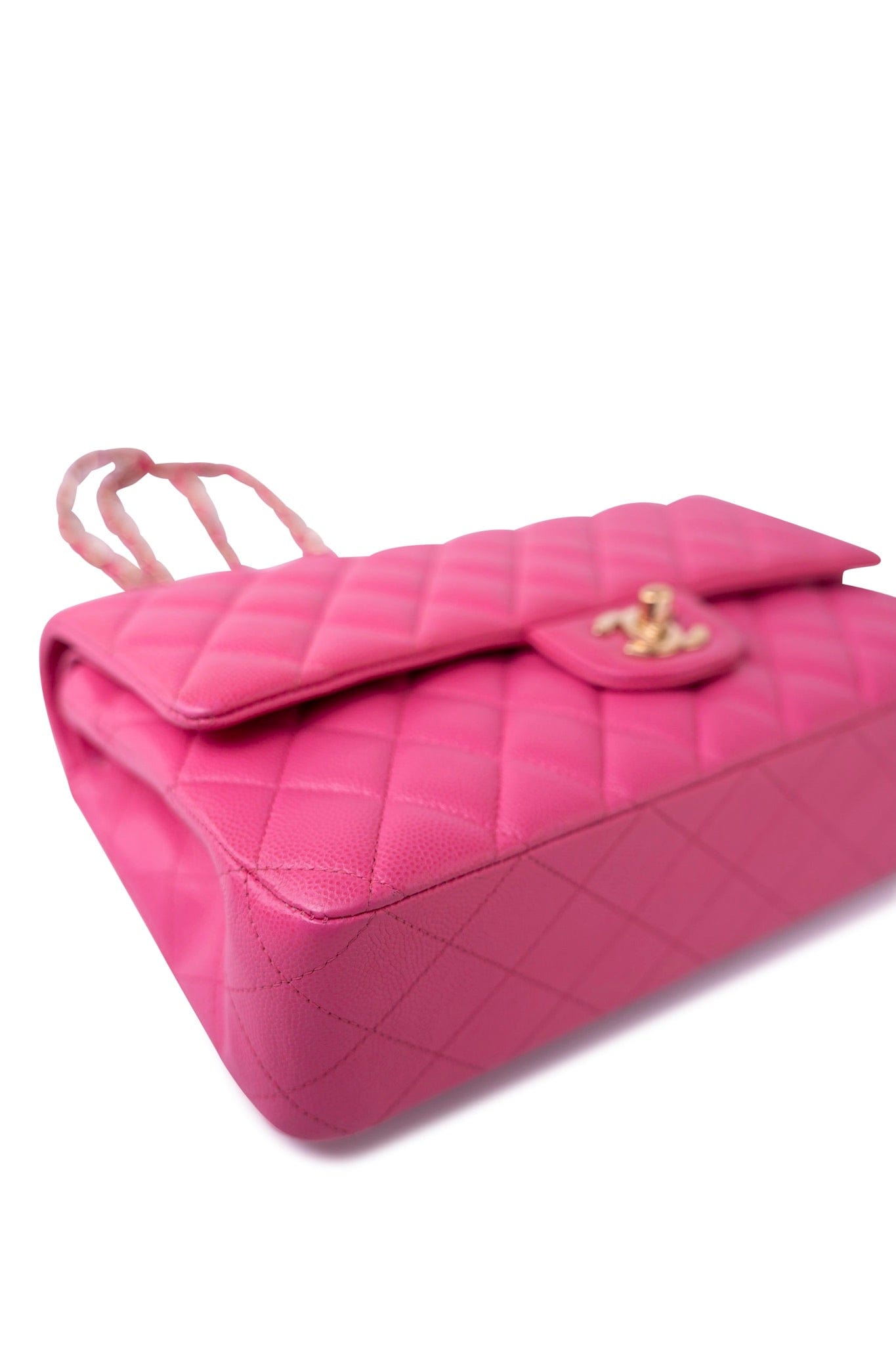 19C Pink Caviar Quilted Classic Flap Medium LGHW