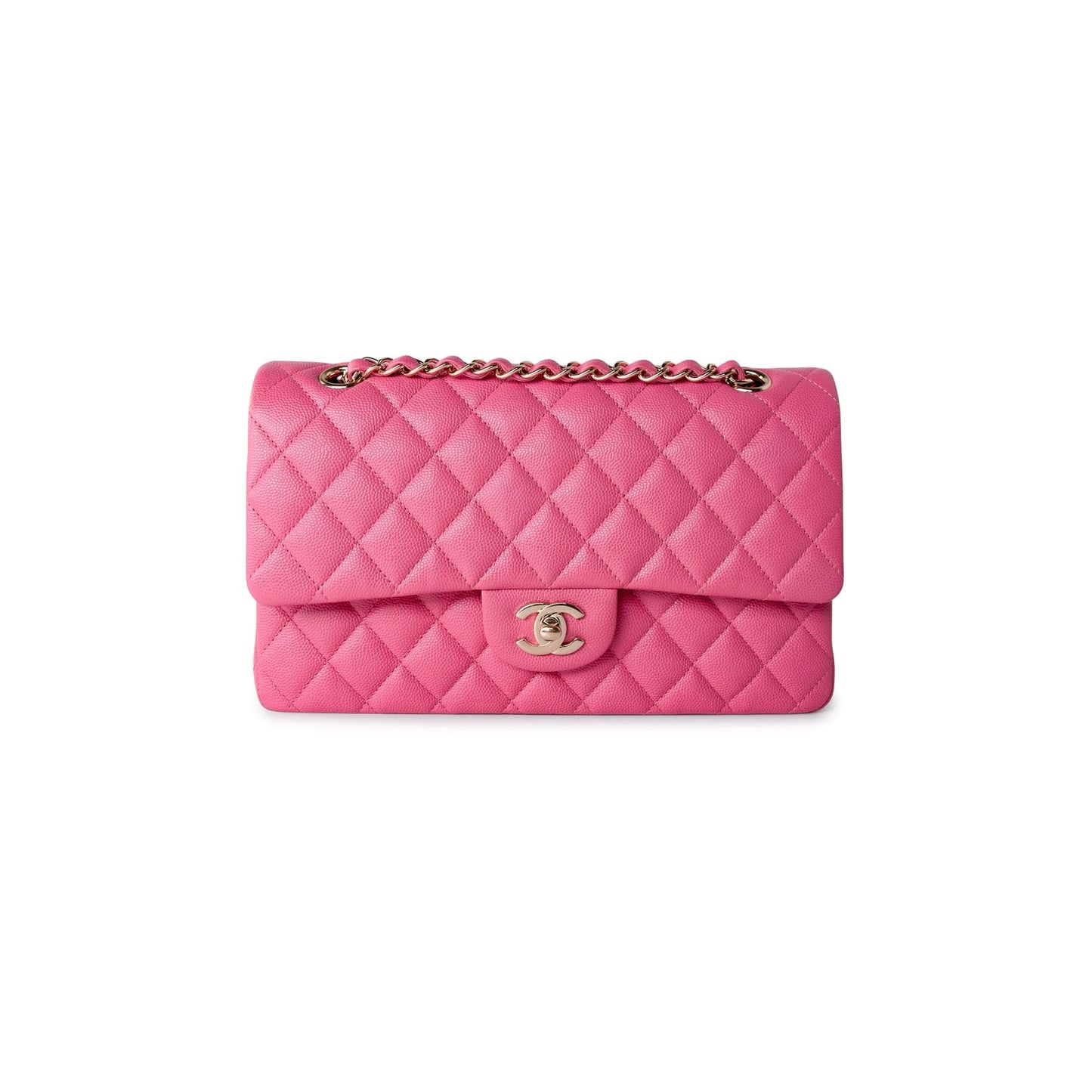 19C Pink Caviar Quilted Classic Flap Medium