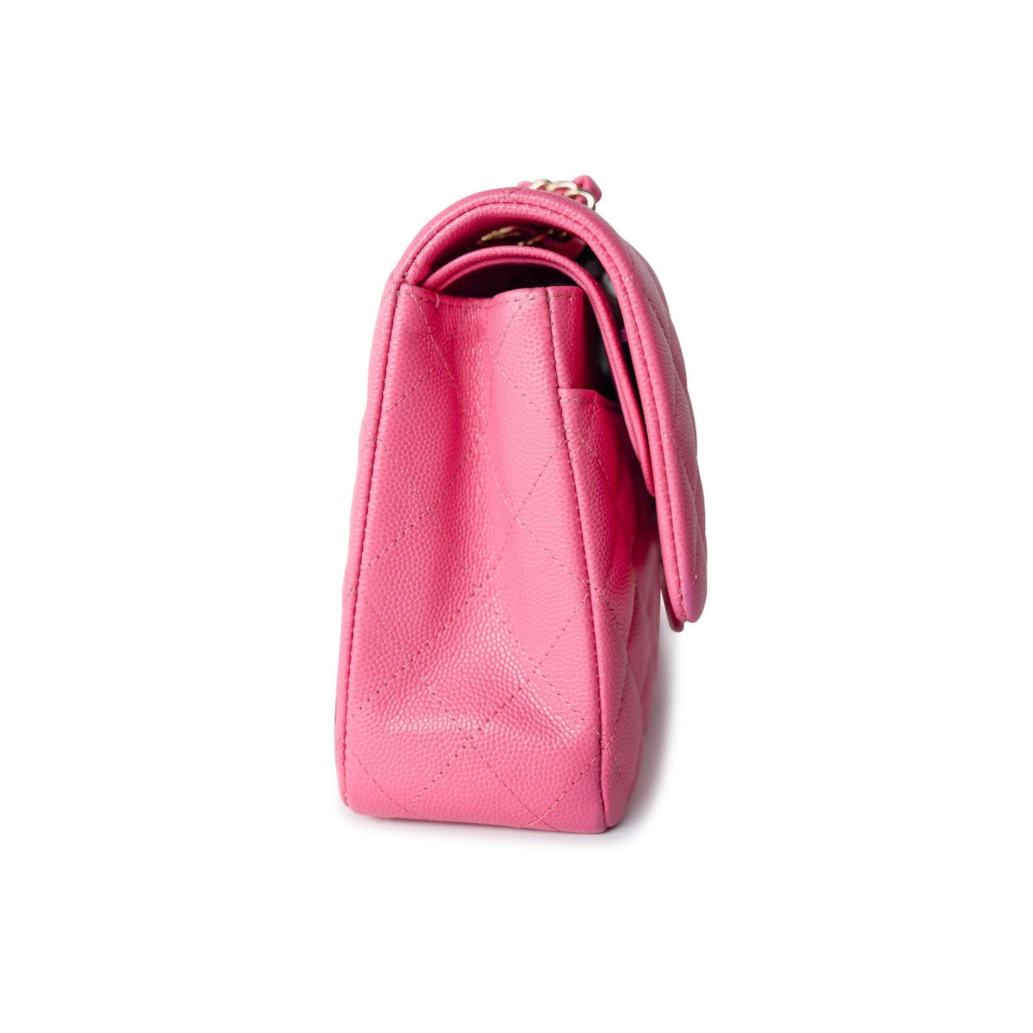 19C Pink Caviar Quilted Classic Flap Medium