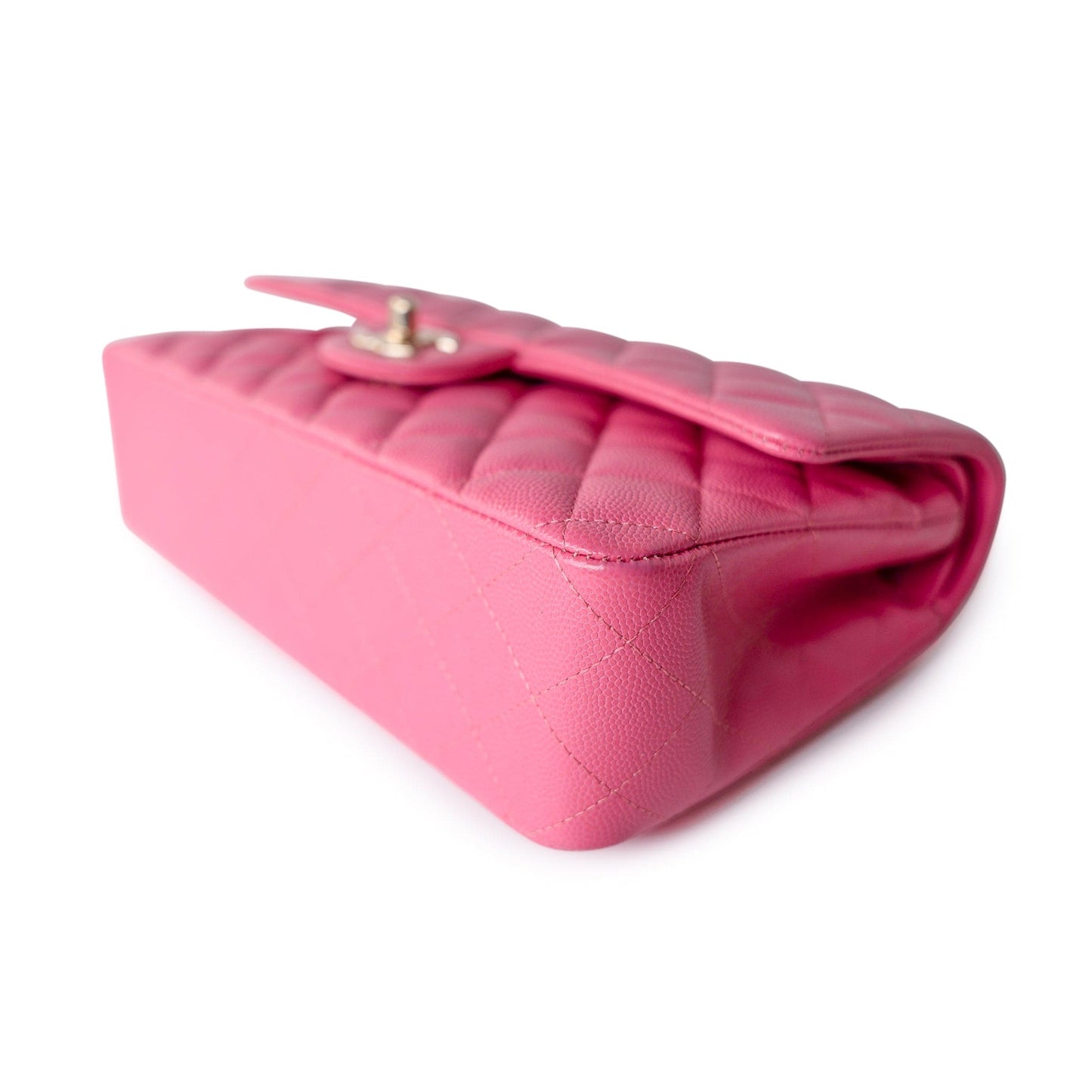 19C Pink Caviar Quilted Classic Flap Medium