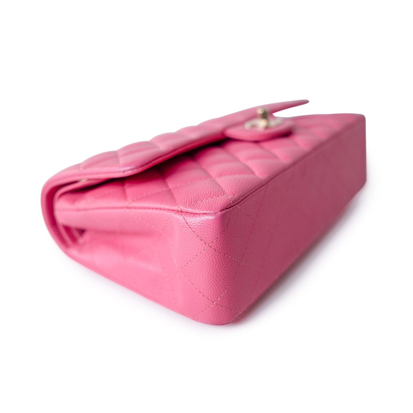 19C Pink Caviar Quilted Classic Flap Medium