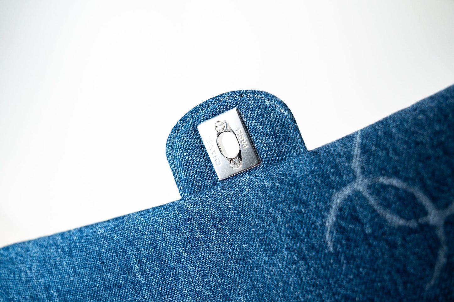 20B Blue Denim Quilted CC Classic Flap Jumbo SHW