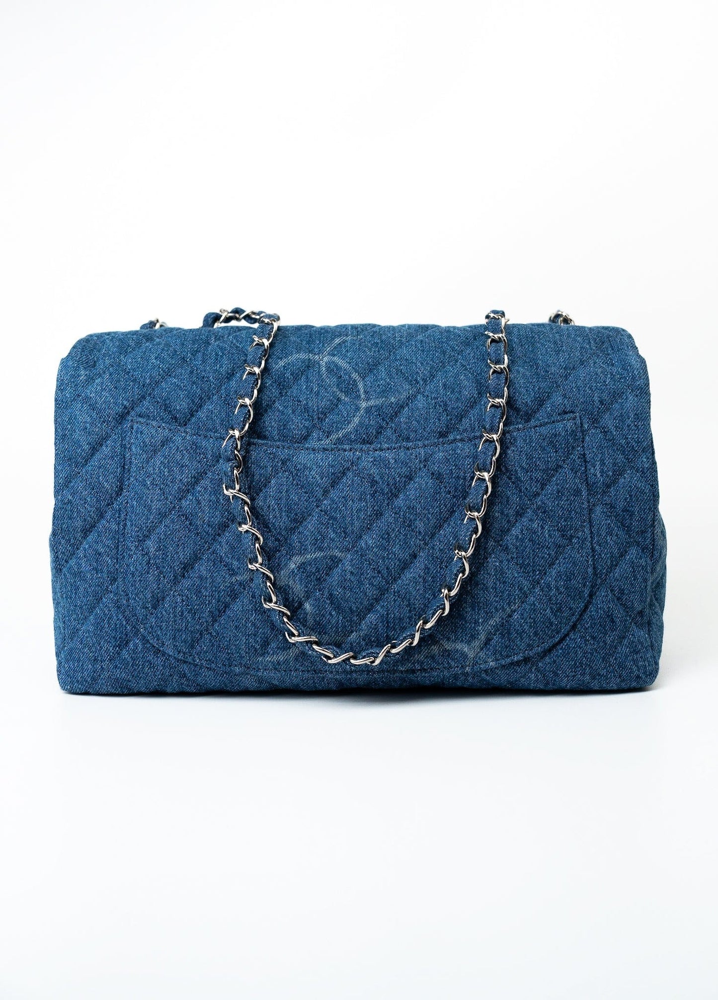 20B Blue Denim Quilted CC Classic Flap Jumbo SHW