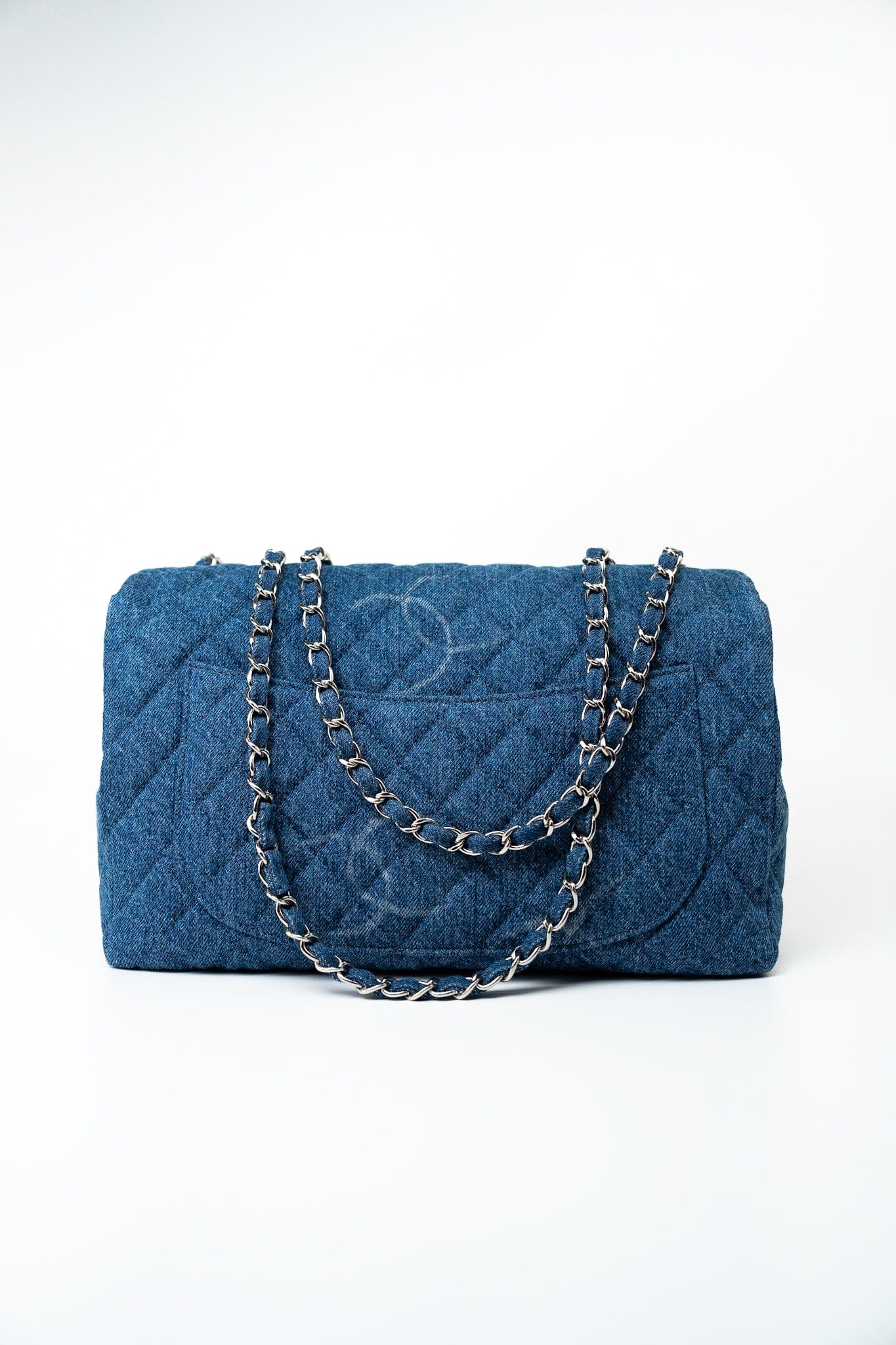 20B Blue Denim Quilted CC Classic Flap Jumbo SHW