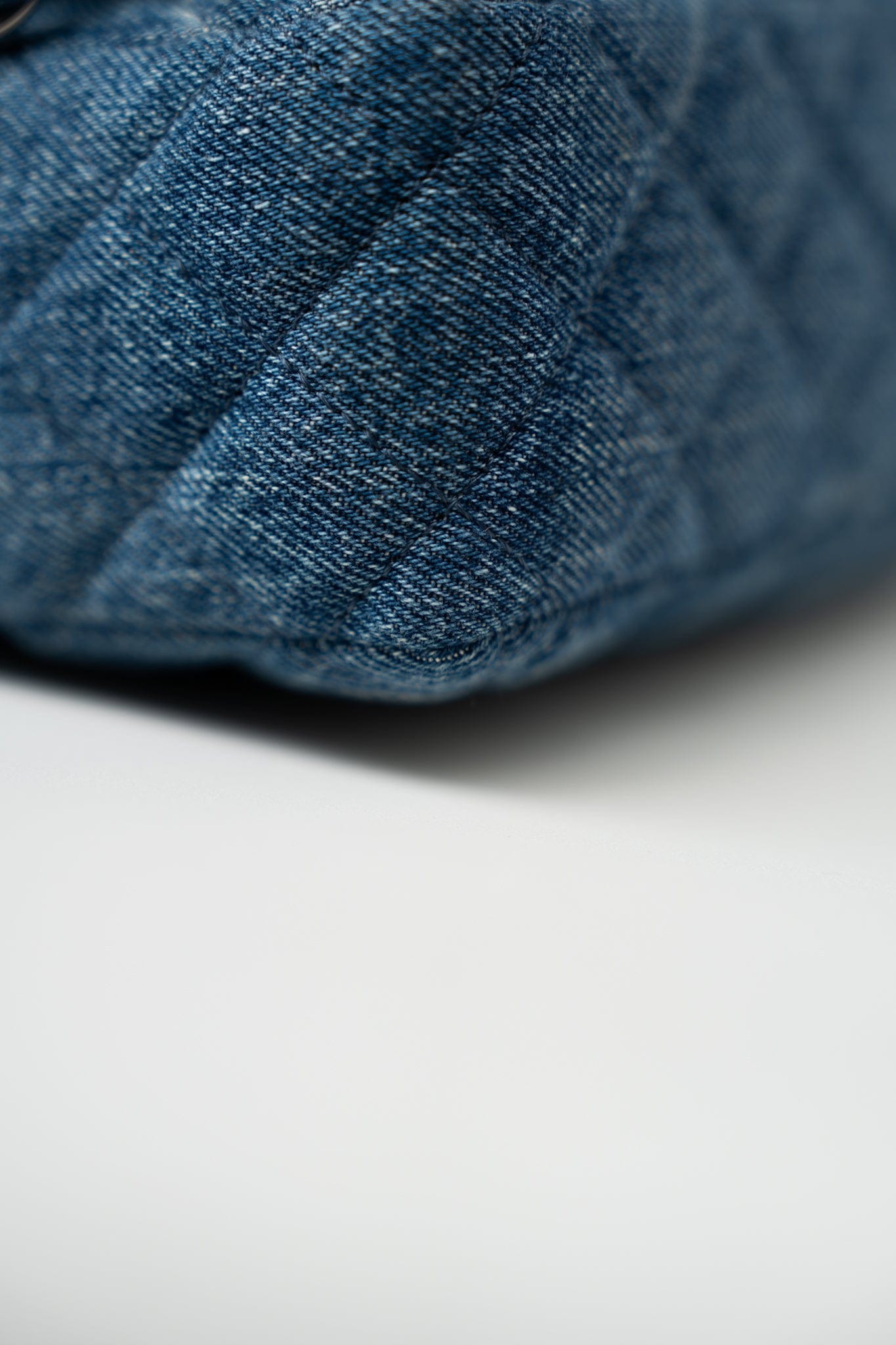 20B Denim Quilted Single Flap Medium Silver Hardware