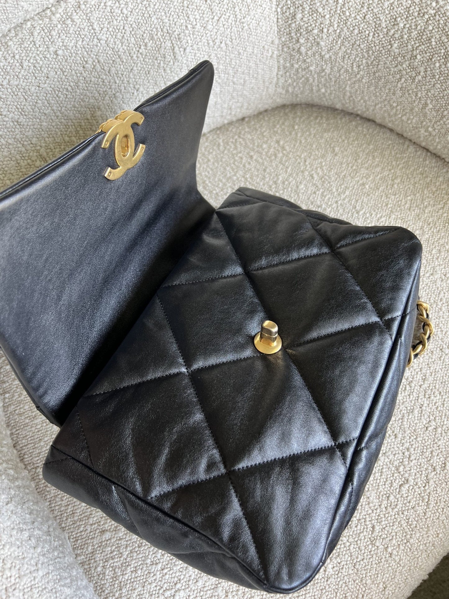 20C Black Lambskin Quilted 19 Flap Medium/Large Mixed Hardware