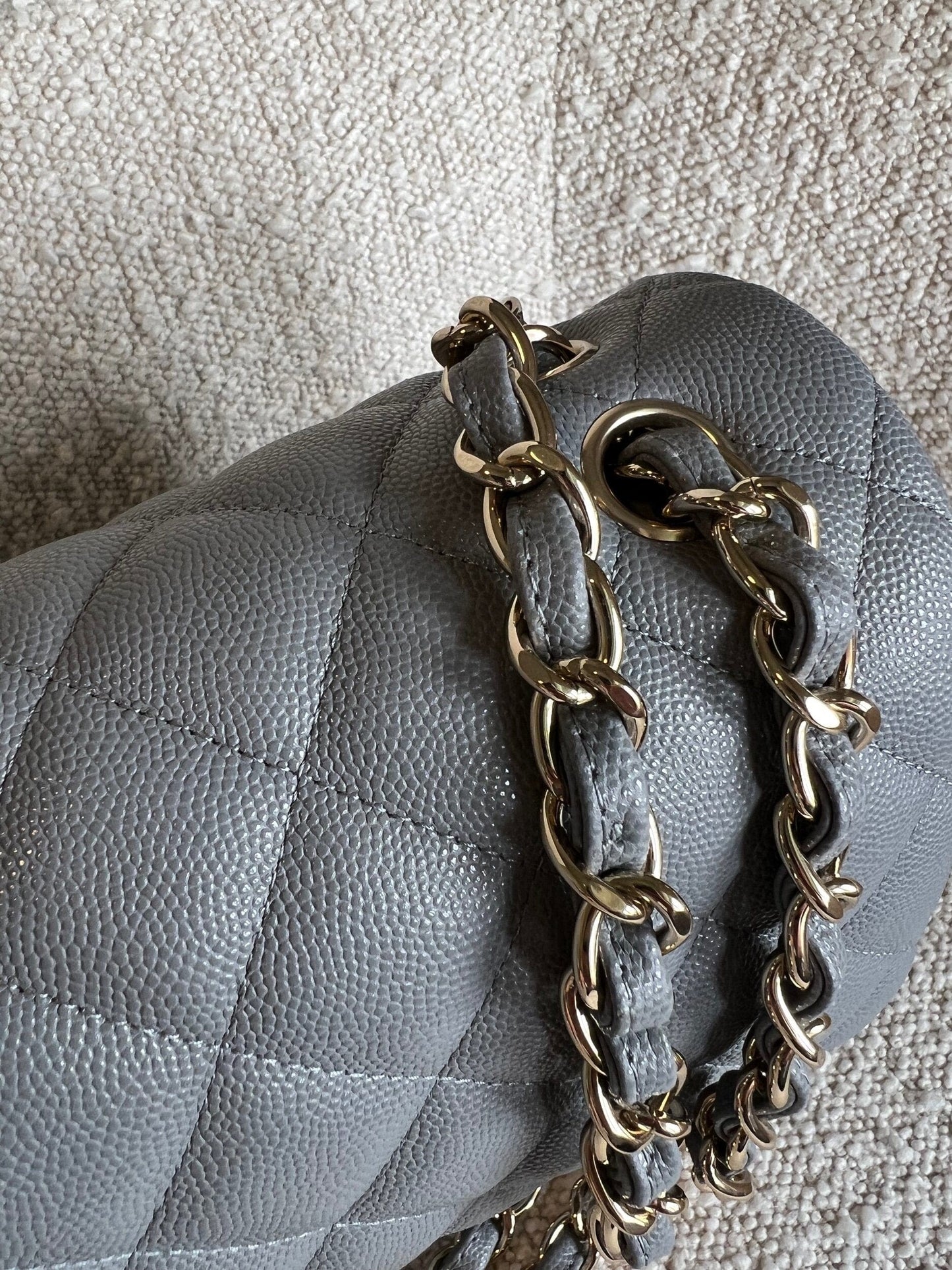 20C Grey Caviar Quilted Jumbo Classic Flap LGHW