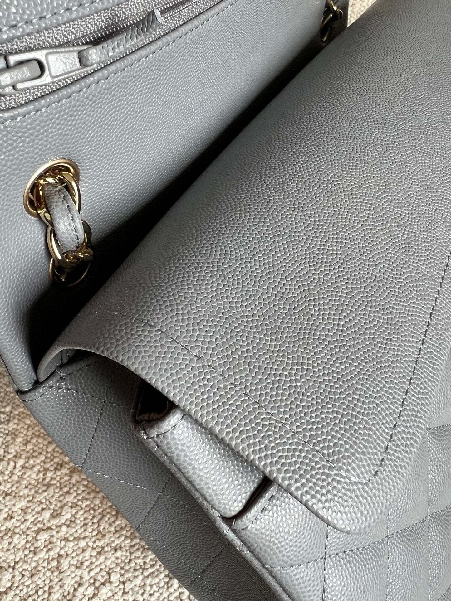 20C Grey Caviar Quilted Jumbo Classic Flap LGHW