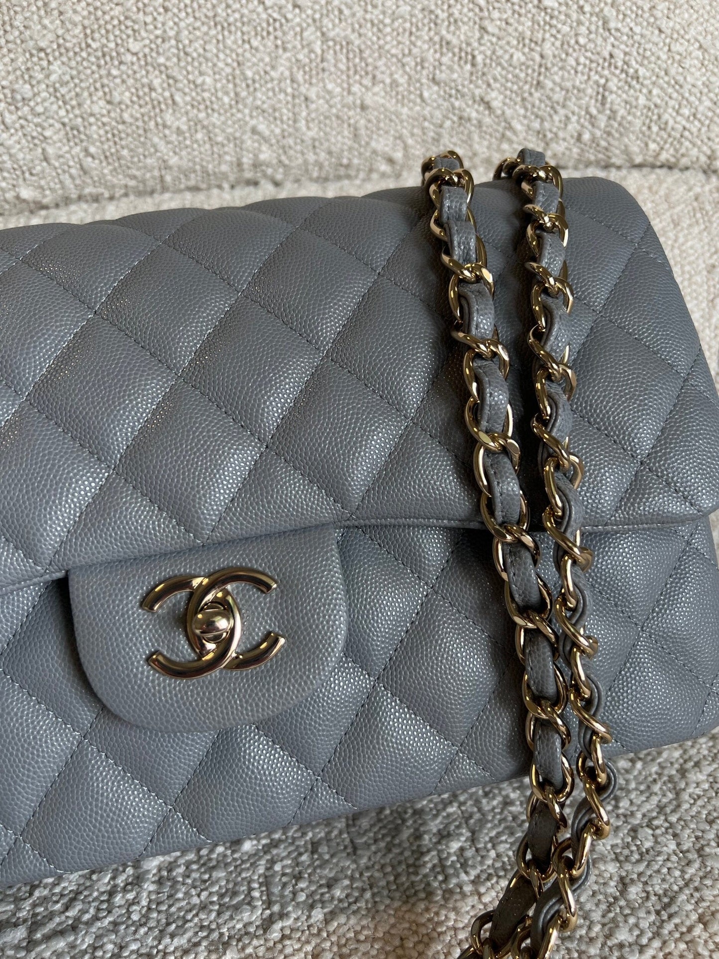 20C Grey Caviar Quilted Jumbo Classic Flap LGHW