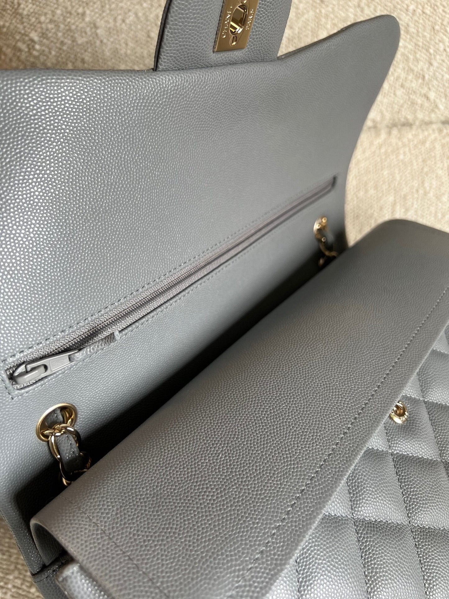 20C Grey Caviar Quilted Jumbo Classic Flap LGHW