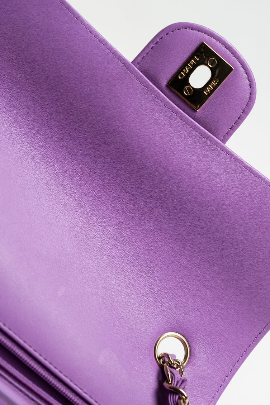 20C Purple Patent Quilted Mini Rectangular Flap LGHW