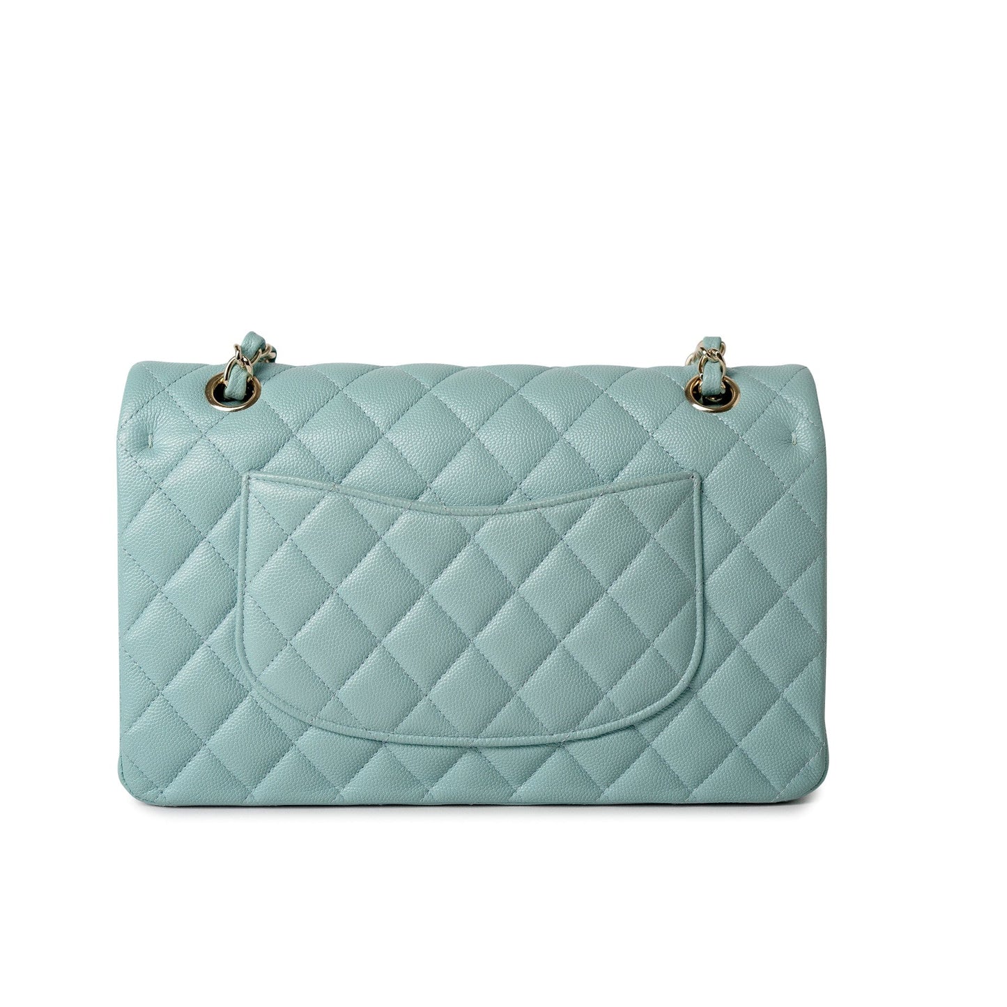 20C Tiffany Blue Caviar Quilted Classic Flap Medium Light Gold Hardware