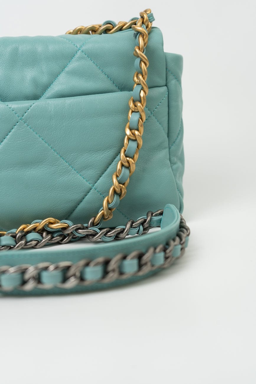 20C Tiffany Blue Goatskin 19 Flap Small Mixed Hardware